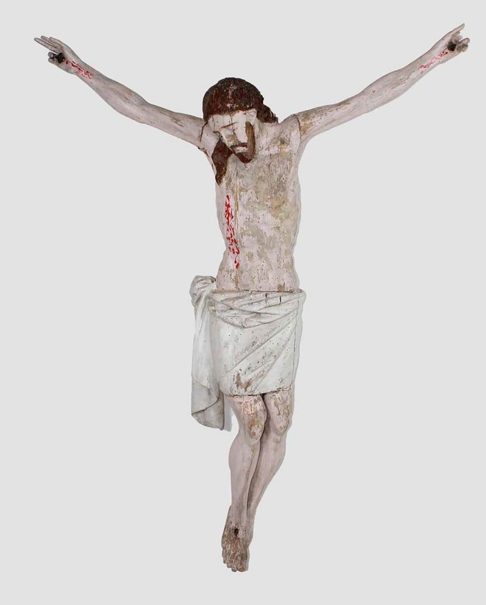 Monumental Central European Austrian Christ in wood, 120cm high. 17th century (1 of 5)