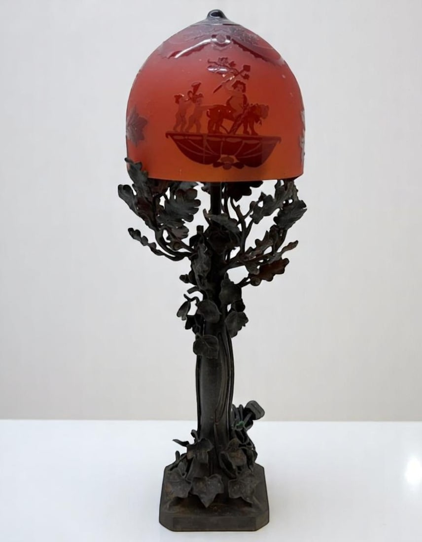 Important Jugendstil "TH MASSE" Art Nouveau Modernist Austria Vienna Crystal Lamp from the early (1 of 5)