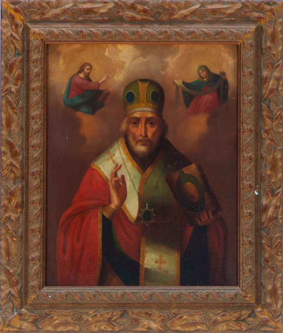 Orthodox icon of Father Noel of Mira, Russian school of the XVIII - XIX century (1 of 9)