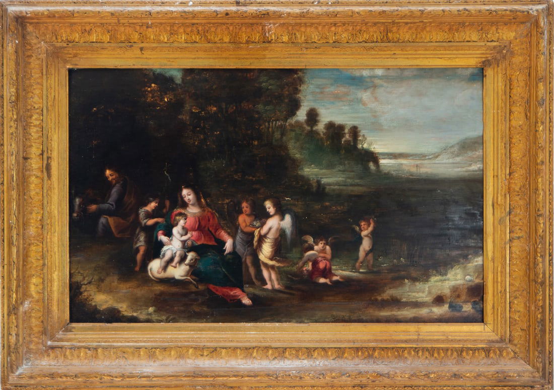 Holy Family in Rest on the Flight into Egypt, Flemish school of the 16th - 17th centuries (1 of 7)