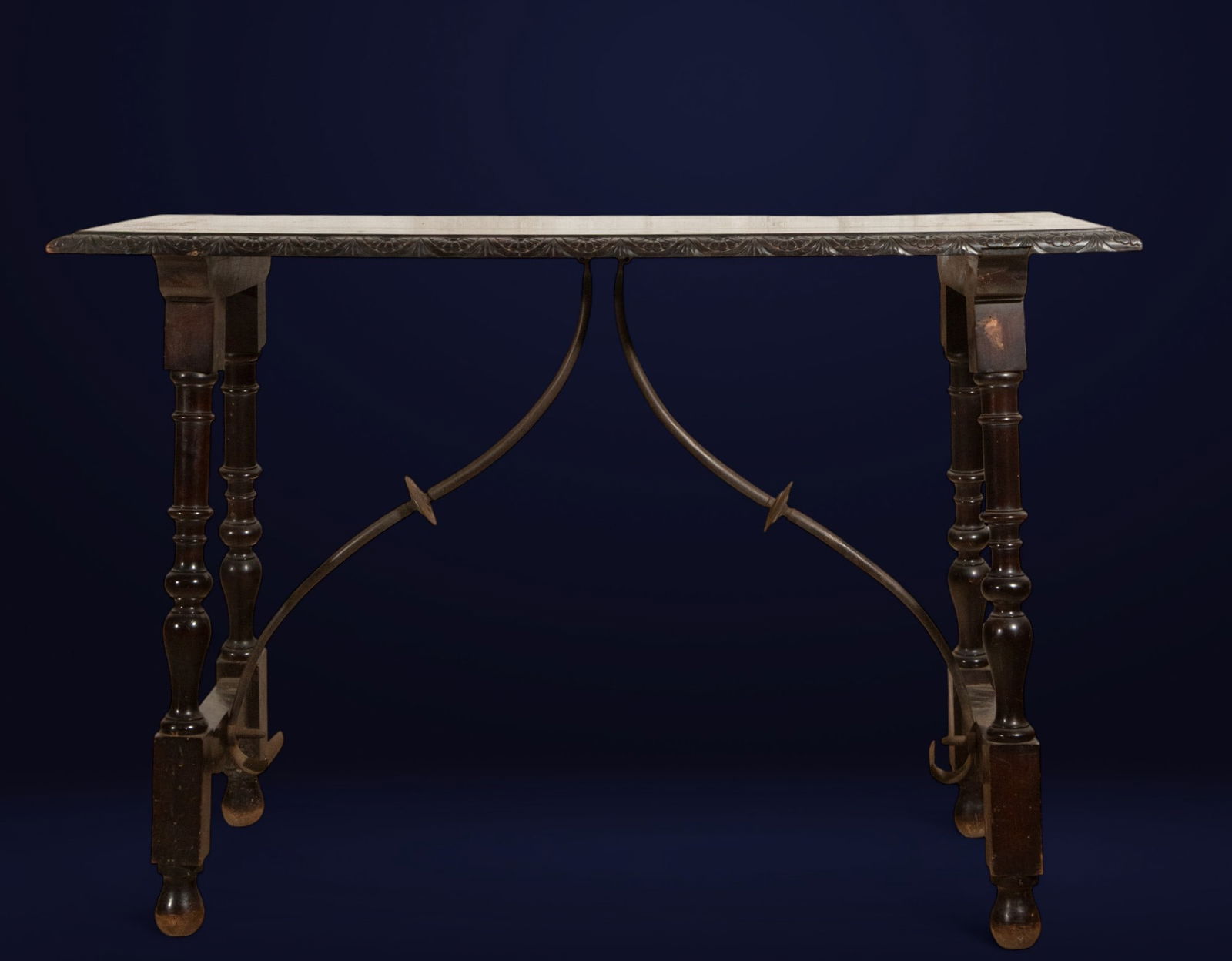 Spanish walnut table. Spanish School. 19th century. (1 of 7)