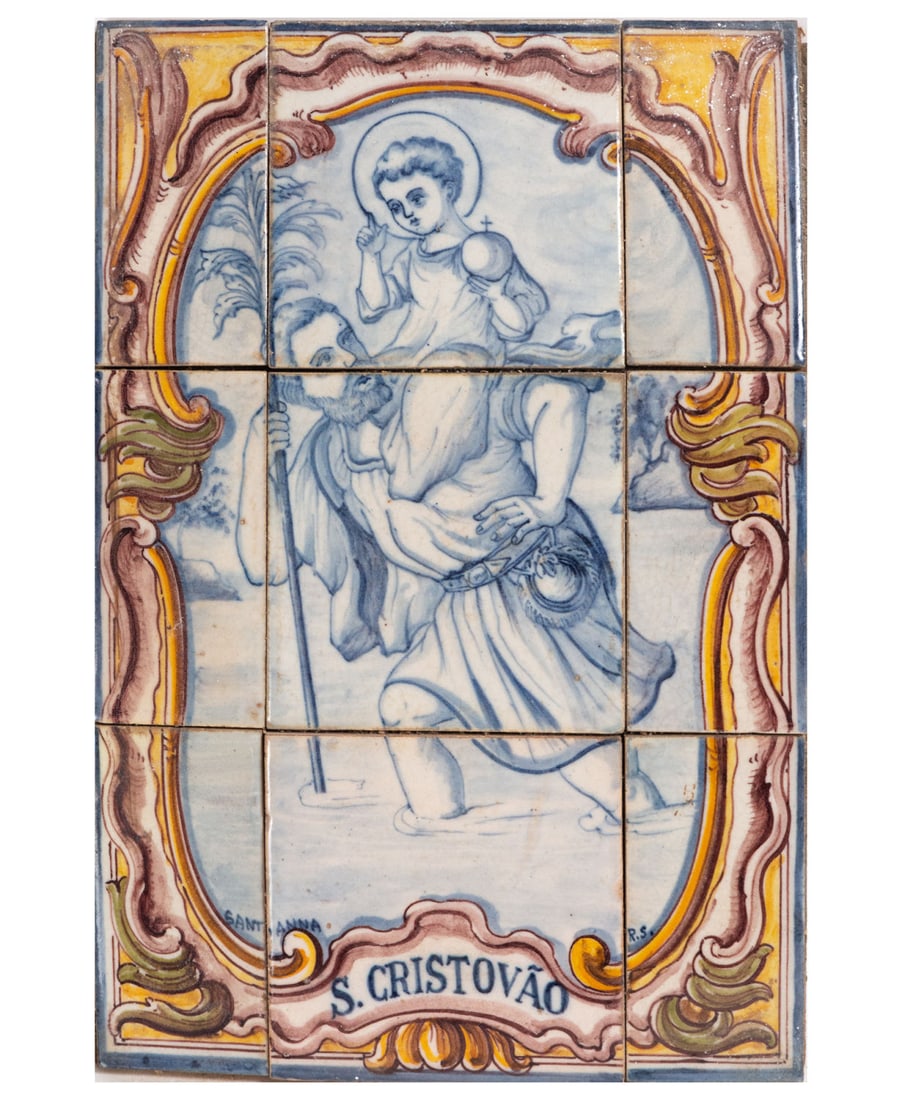 Saint Christopher in Portuguese tiles, 18th century (1 of 3)