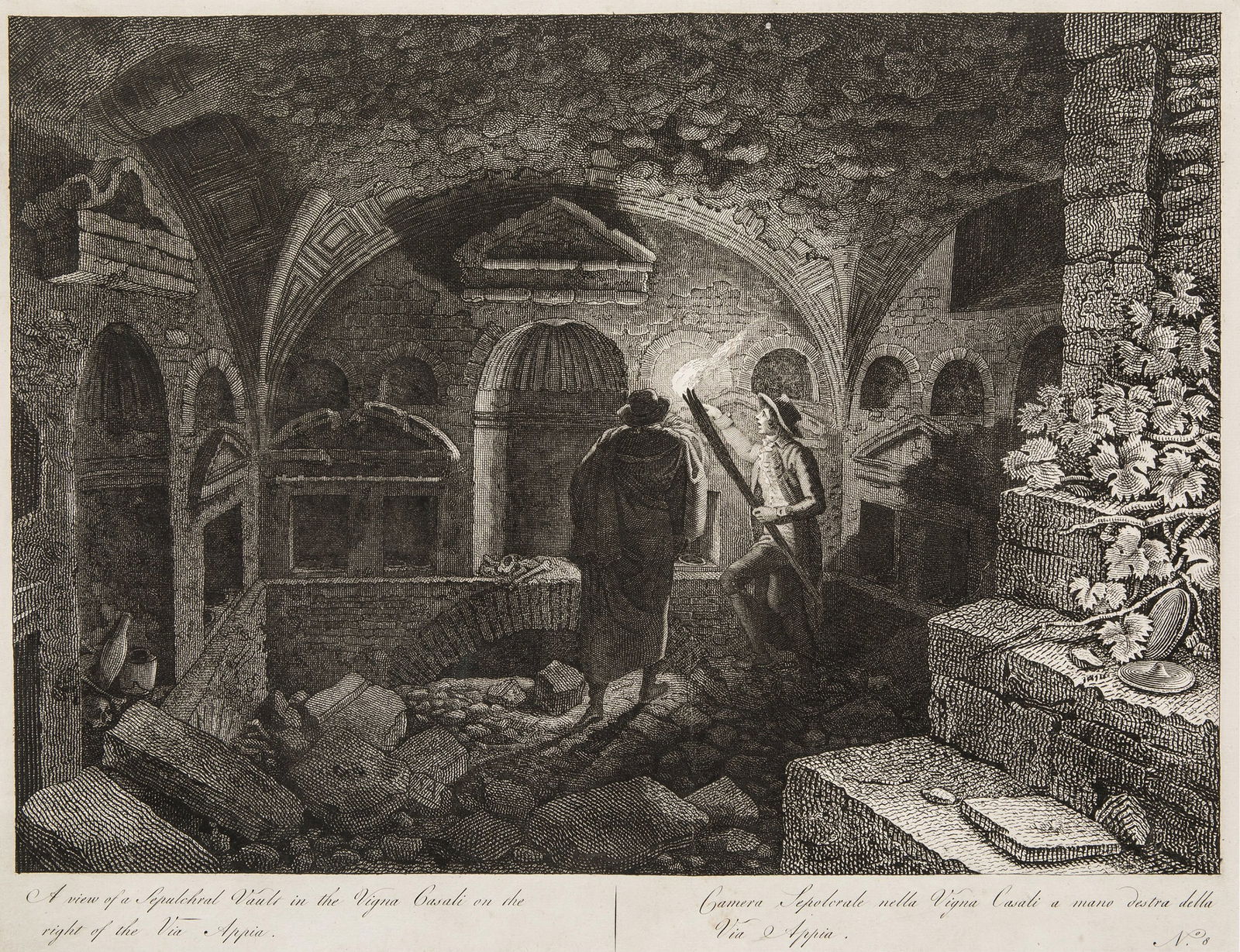 CARLO LABRUZZI (Rome, 1748 - 1817) - Camera Sepolcrale in the Vigna Casali hand from the Via Appia (1 of 1)
