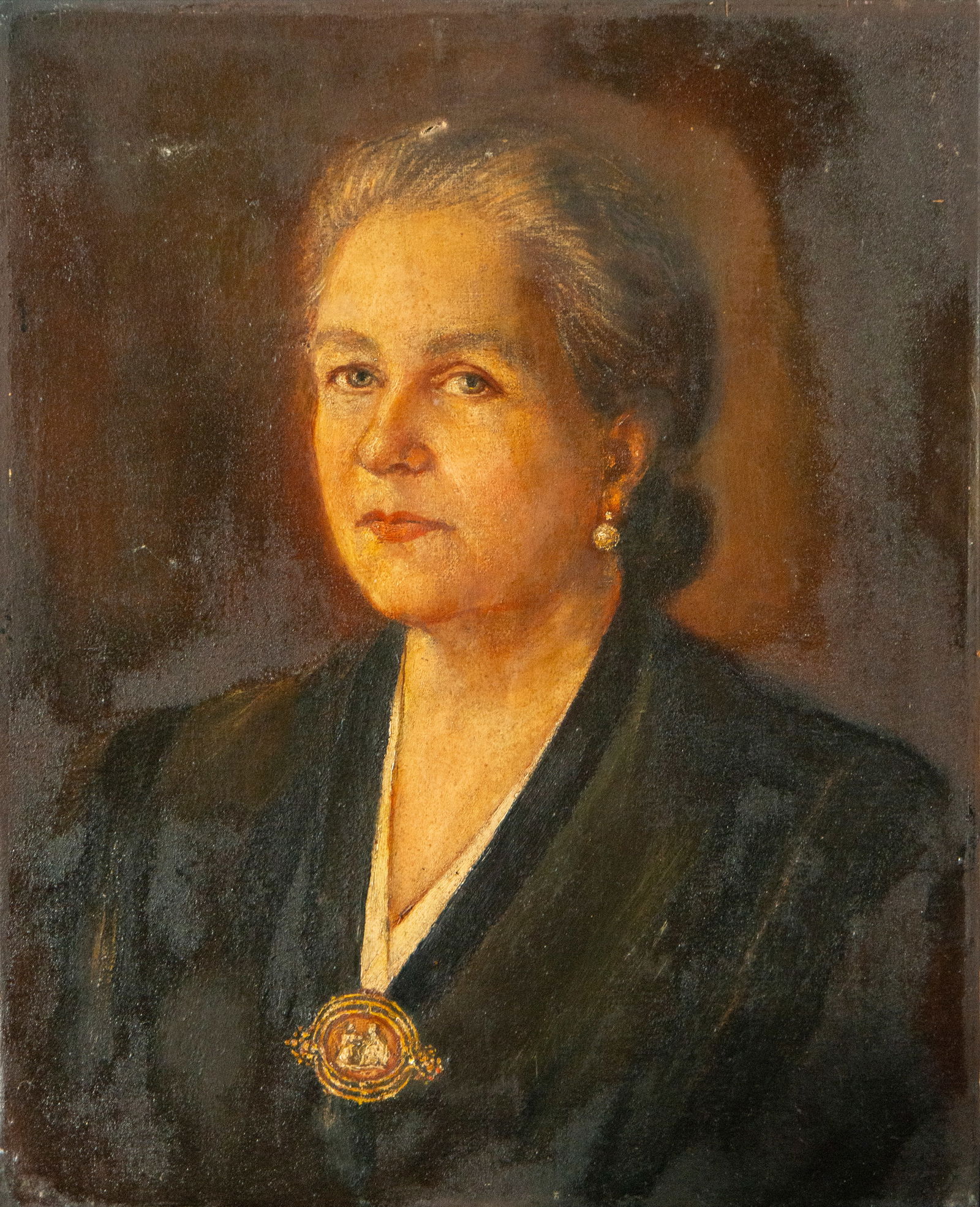 Oil on canvas, portrait of a woman, 19th-20th century (1 of 3)