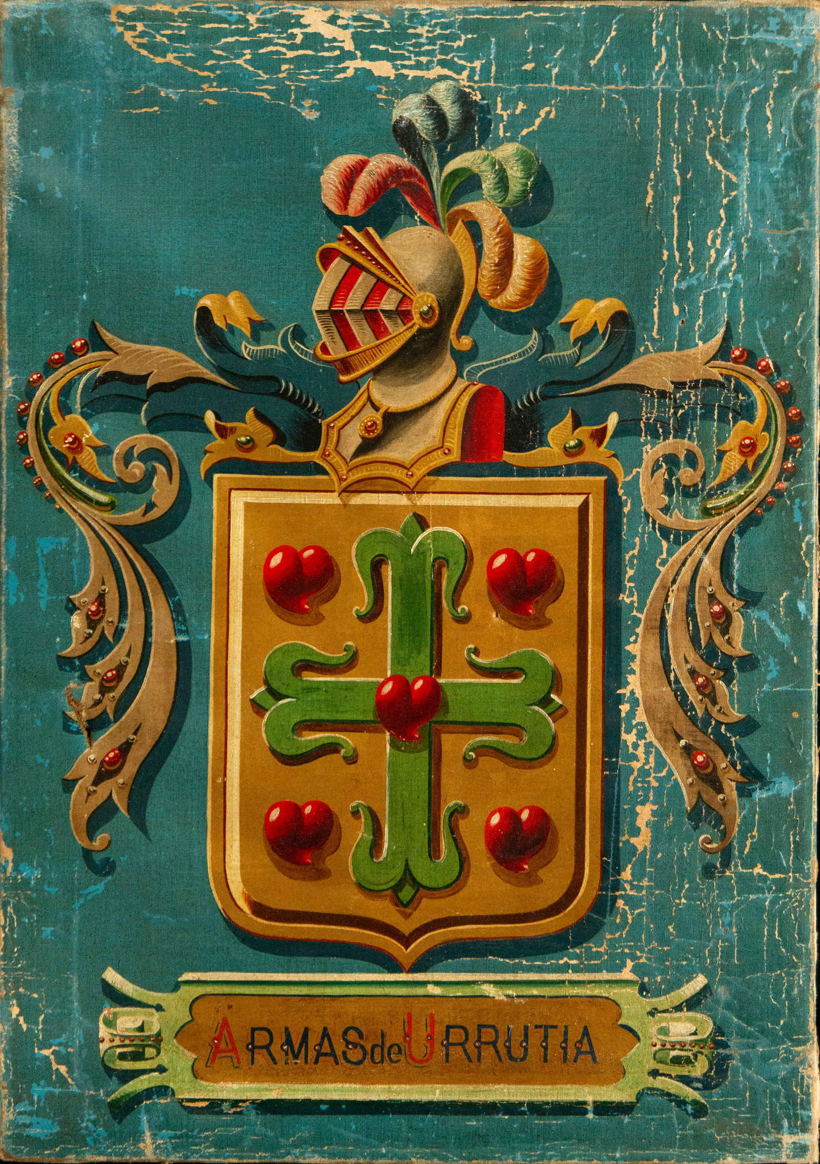 Oil painting on canvas of a 20th century heraldic shield (1 of 5)