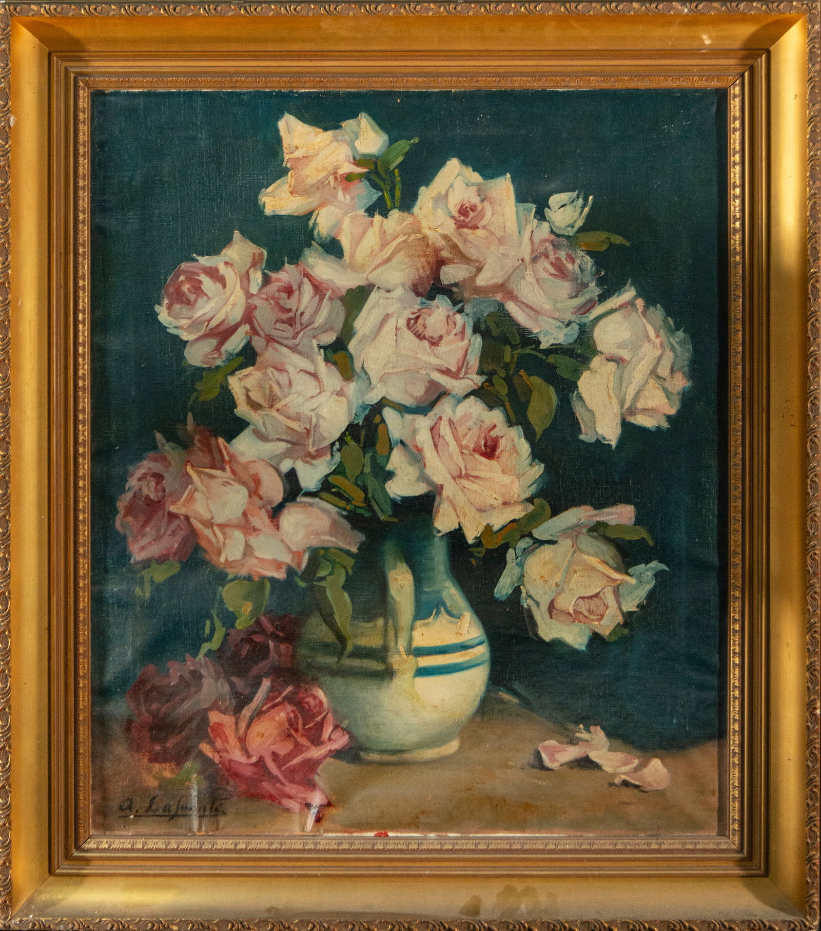 Oil painting canvas strawberry tree flowers: Oil on canvas. Measurements: 64 cm x 53 cm