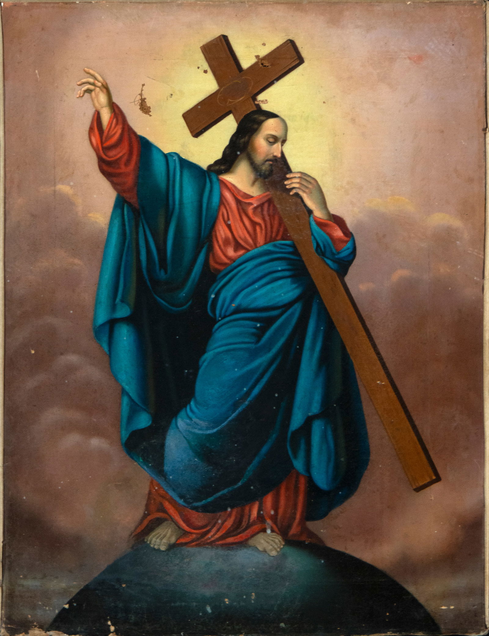 Oil on canvas painting, Risen Christ, 20th century: Oil on canvas. Measurements: 64 cm x 48 cm