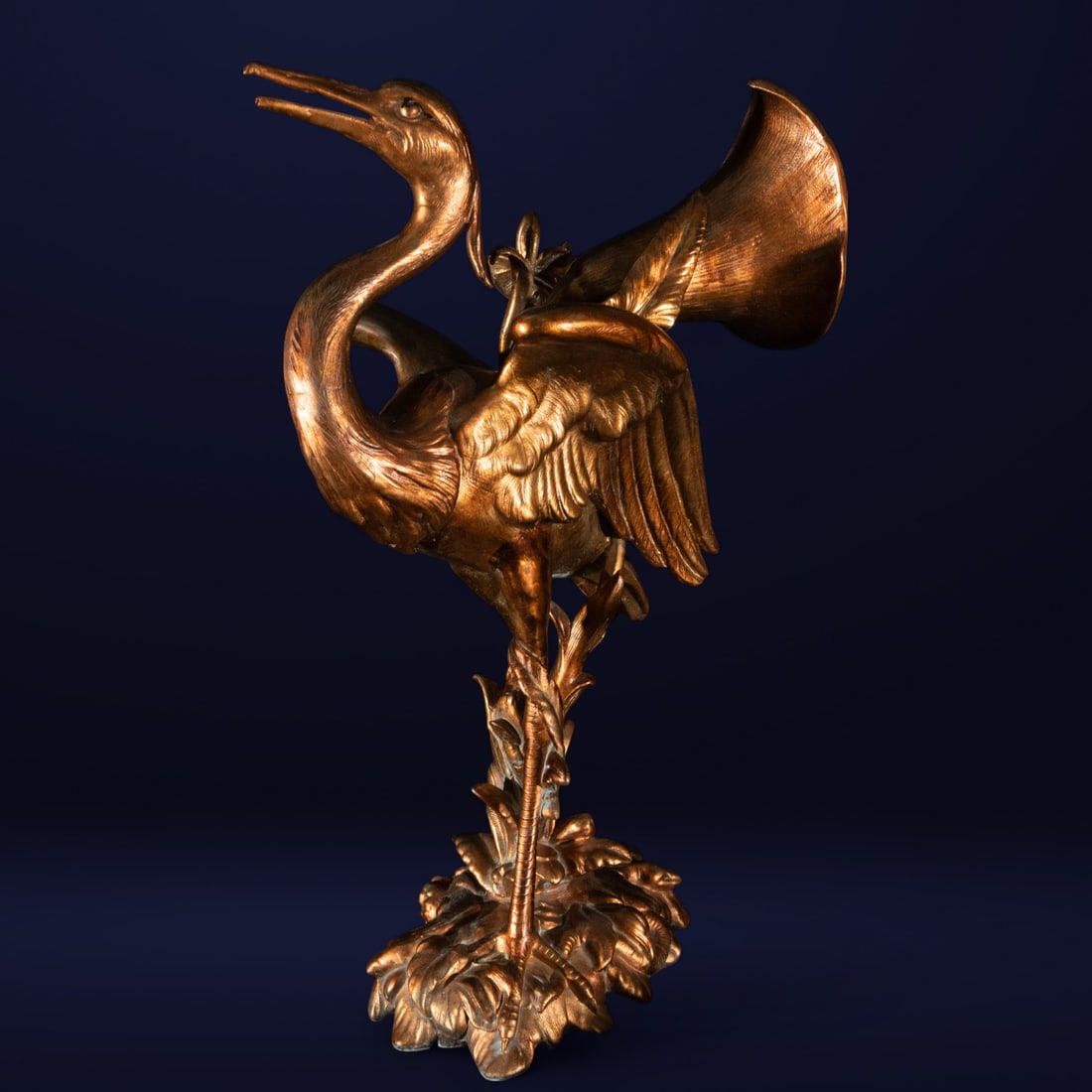 Decorative heron in corrugated iron. Japan. 19th century. (1 of 5)