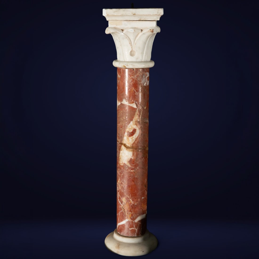 Lot of 10 small decorative columns in pink marble. Europe. Late 19th century. (1 of 5)