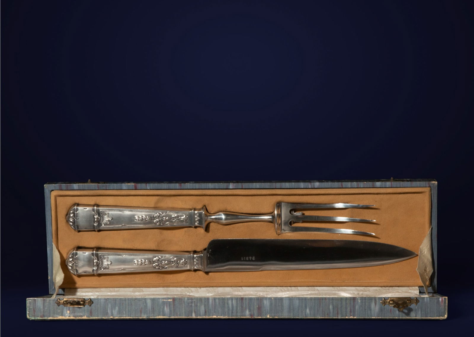 Silver carving cutlery set with case, in silver (1 of 6)