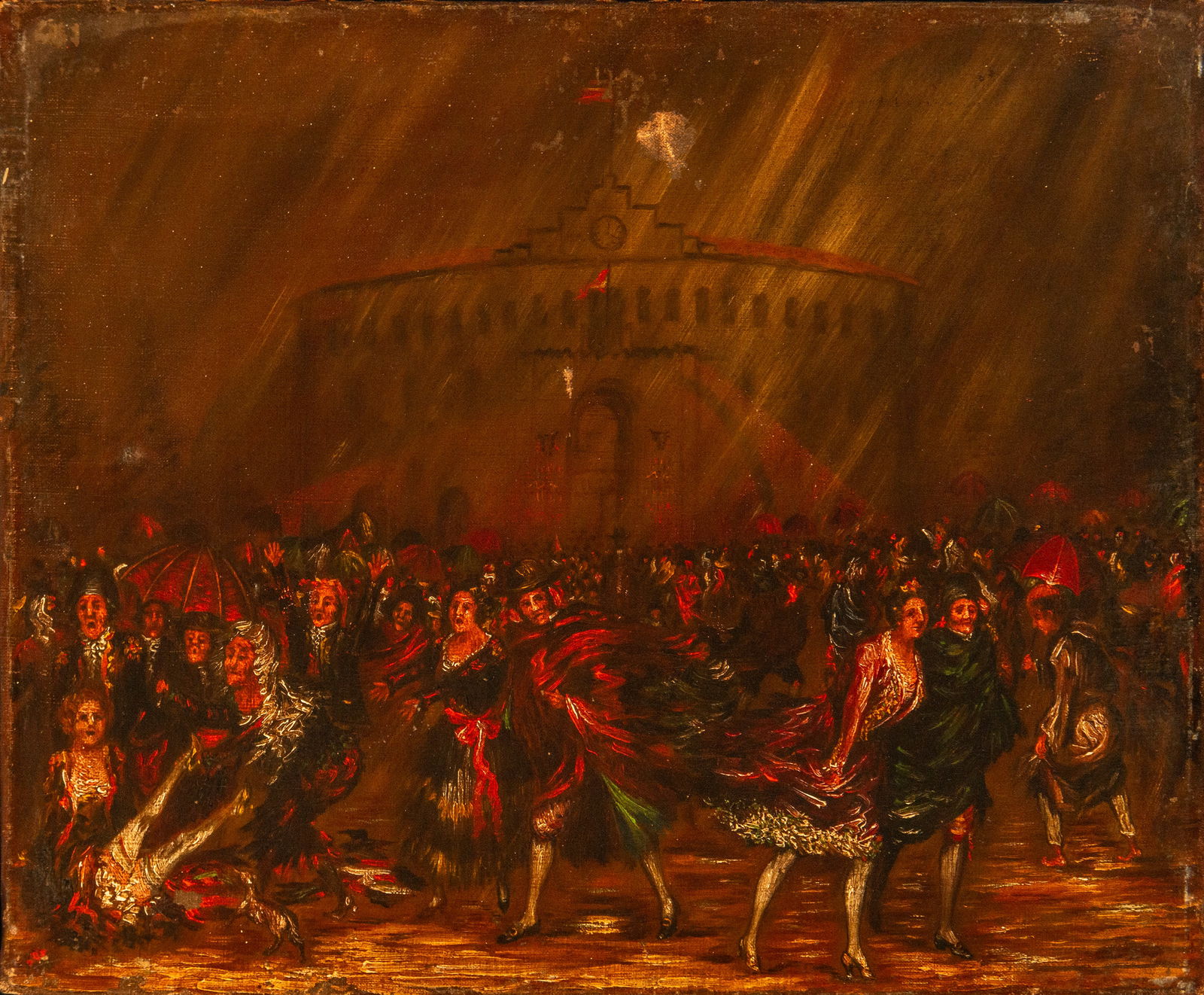 Goyesca School of the early 19th century - The Bullfight: Oil on canvas, measurements: 52 x 42 cm