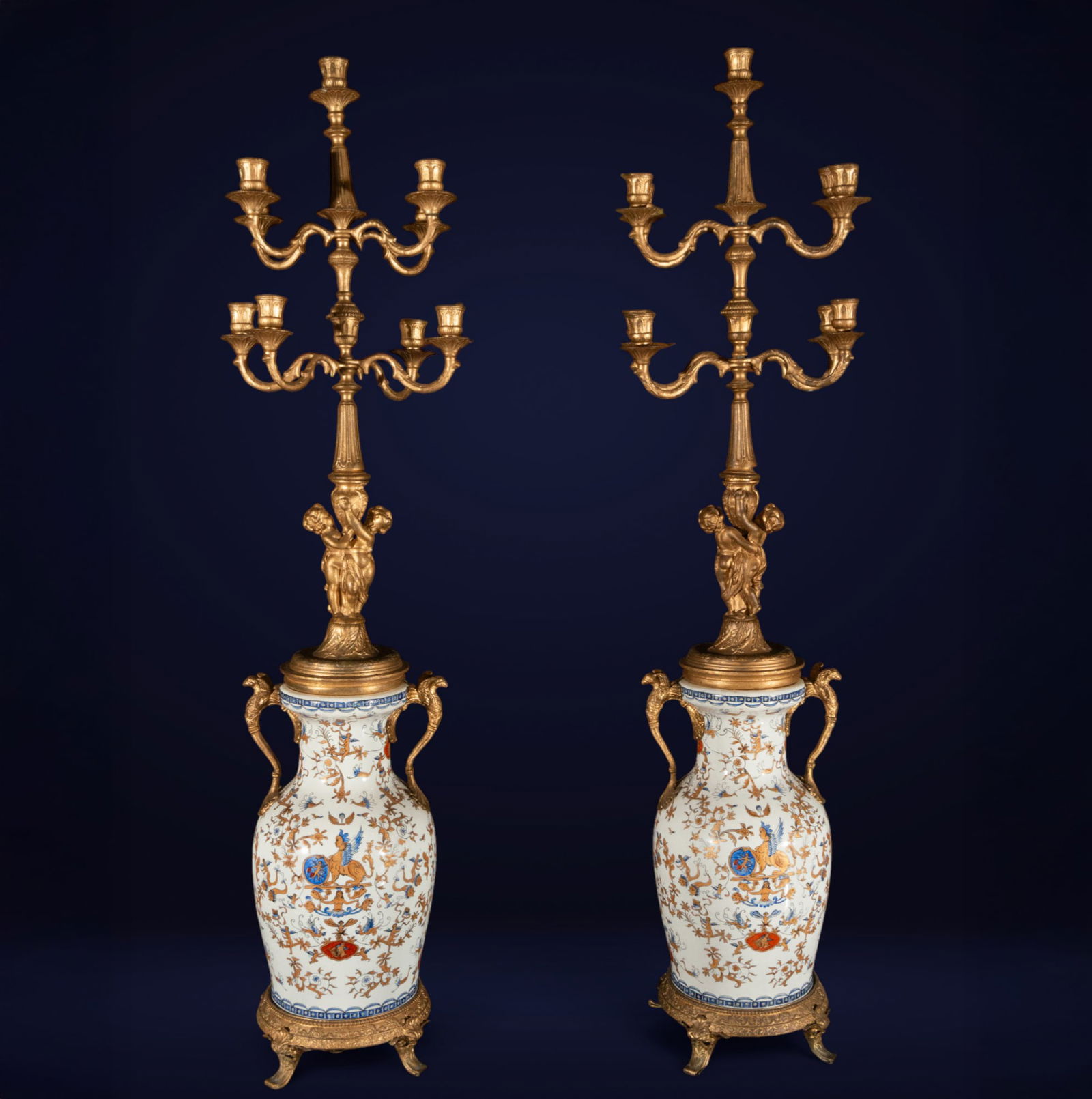 Pair of vases and candlesticks. Napoleon III style. 19th century. (1 of 6)