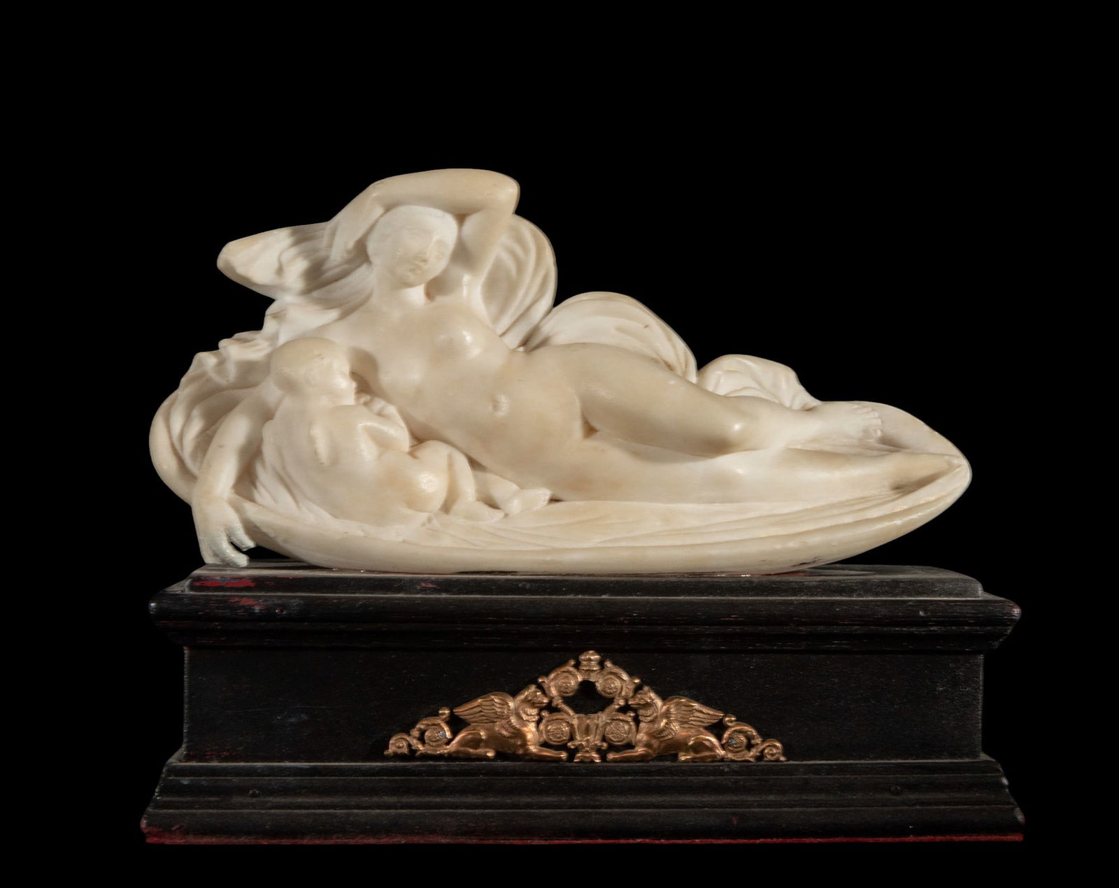 Allegory of Motherhood in Alabaster with an important pedestal, Italy, 19th century (1 of 7)