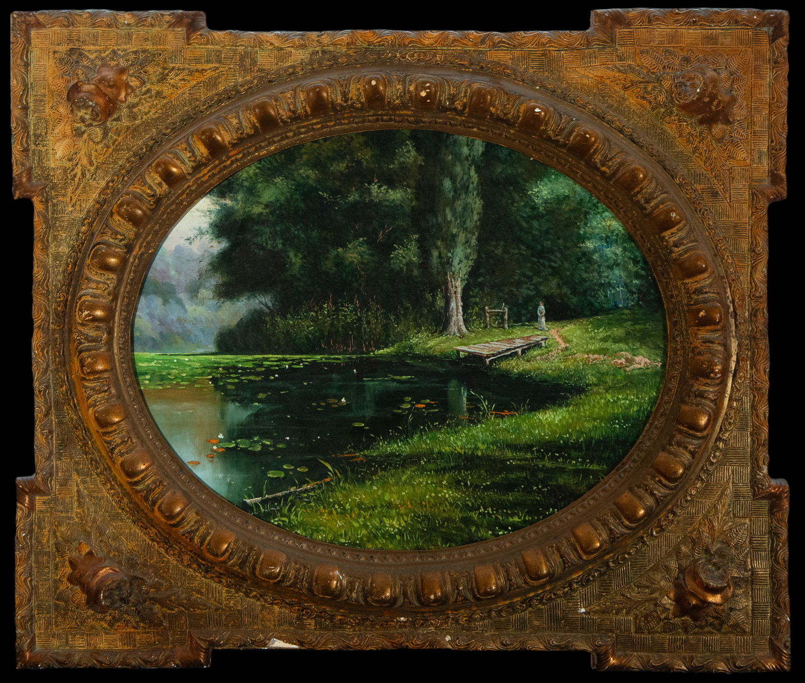 View of Lake Shore in Óvalo - Spanish Impressionist School of the 19th - 20th centuries (1 of 3)