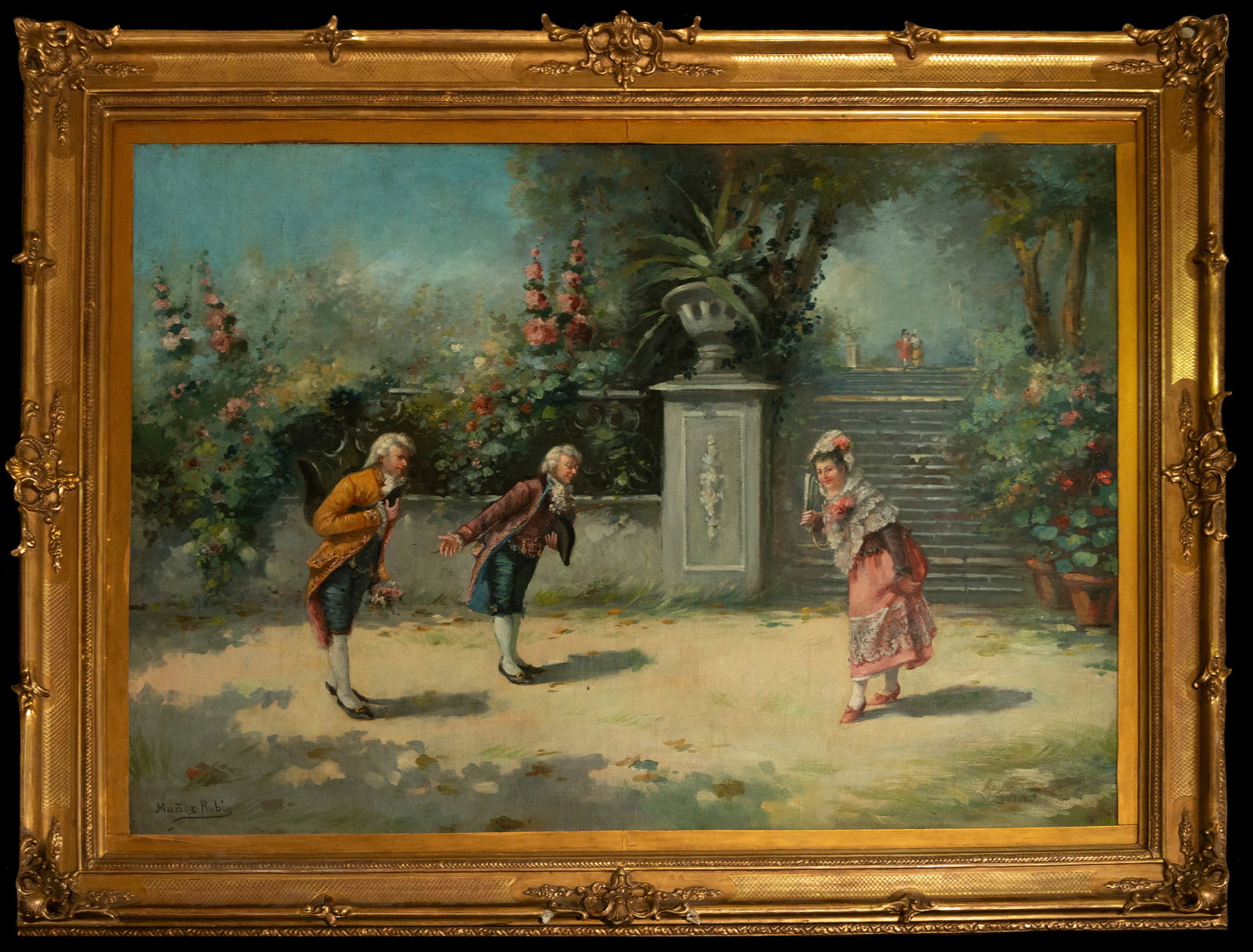 The Proposition - Important and Large Oil on canvas signed Muñoz Rubio lower left corner, Spanish (1 of 6)