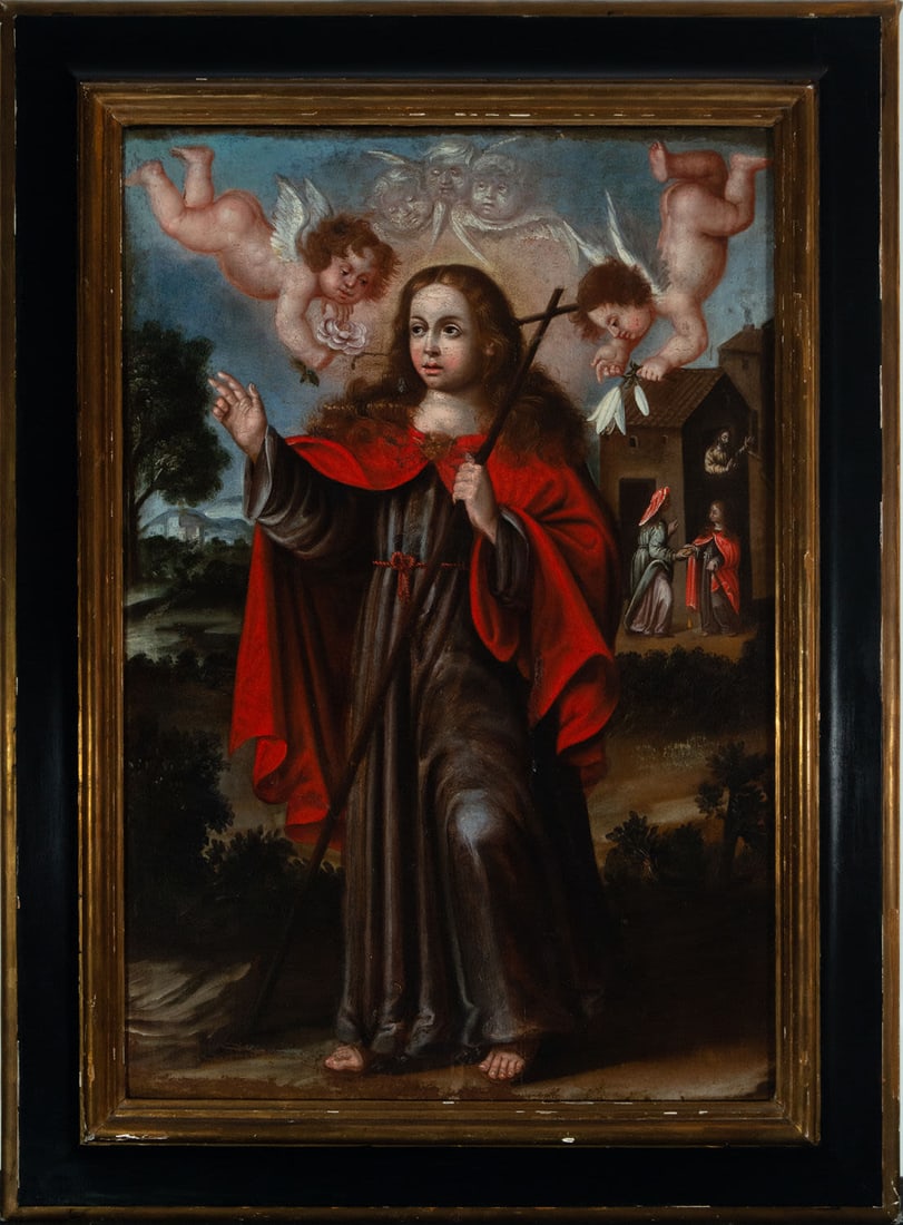 Virgin Girl, 17th century Portuguese school: Oil on canvas, canvas measures: 105 x 70, framed measures: 131 x 96 cm