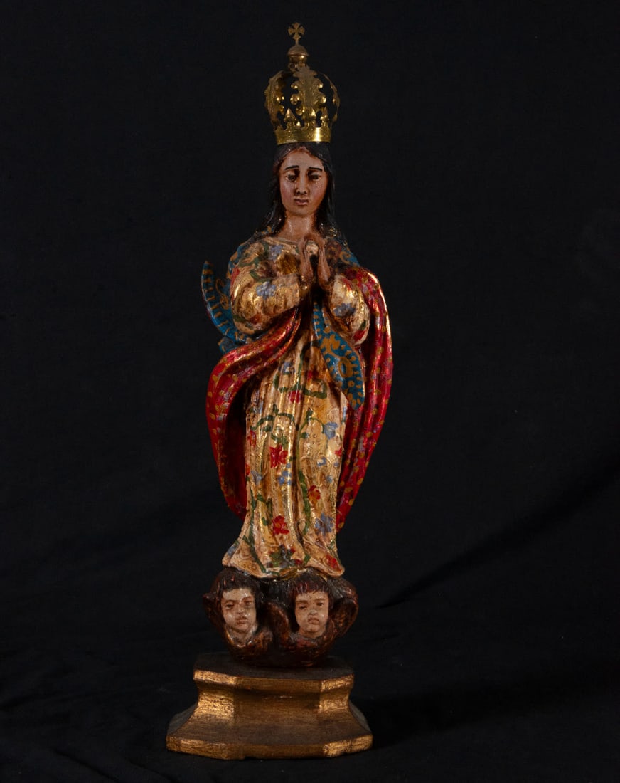 Immaculate Virgin, 19th century Brazilian school: Measurements: 48 x 19 x 14 cm