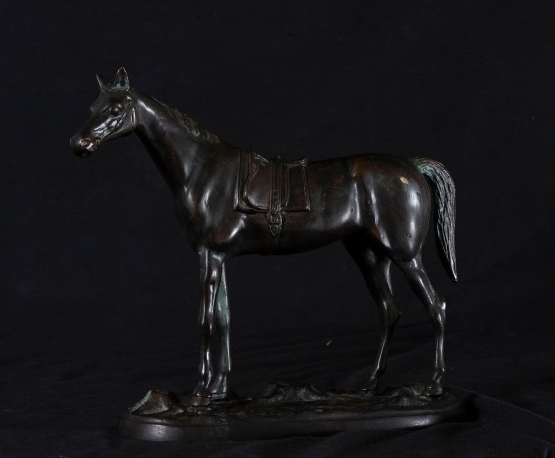 Patinated bronze racing horse, 19th century (1 of 2)