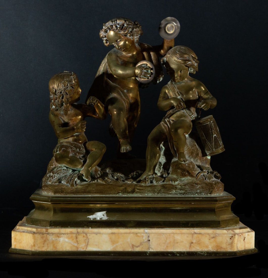 The Musician Angels, Magnificent Group in Mercury Gilt Bronze, France, last quarter of the 18th (1 of 7)