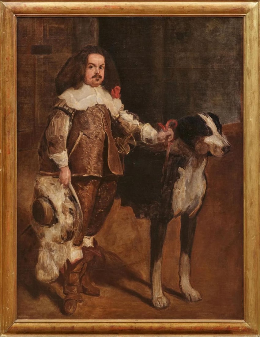 Portrait of Count Don Antonio, known as “El Inglés??. Spanish School, 19th Century, after Diego: Oil on canvas. Measurements 142 x 107.5 cm. The composition depicts a full-length portrait of a gentleman identified as Count Don Antonio, known as “El Inglés, ” shown in a composed and digni