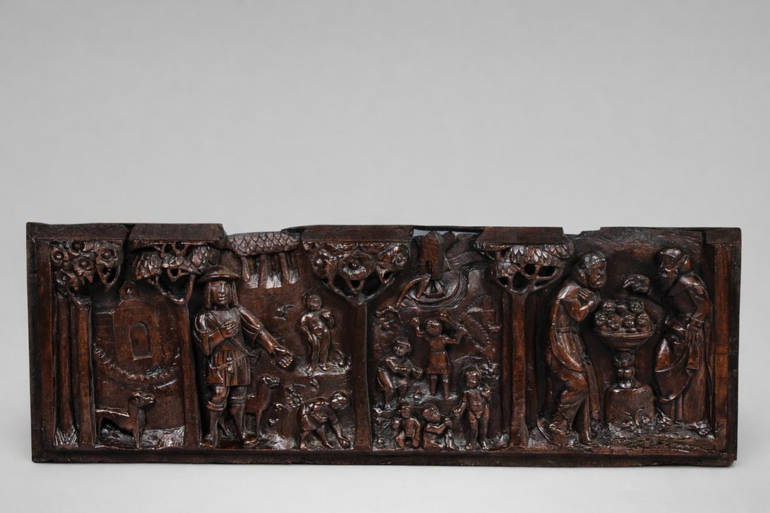 Panel with allegories in Gothic registers, European Historicist School, 19th Century (1 of 6)