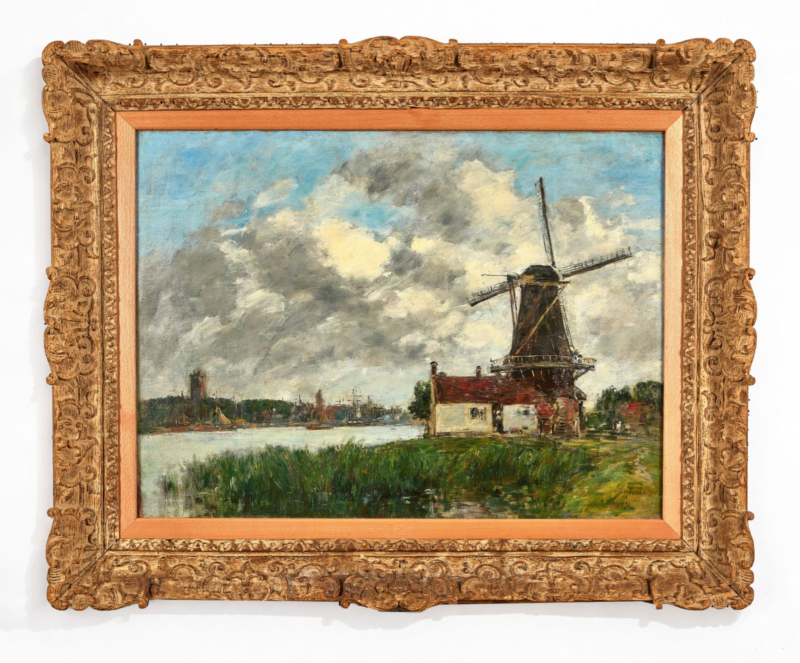 EUGÈNE BOUDIN (Honfleur, 1824 – Deauville, 1898) - Dordrecht, moulin sur les bords de la Meuse (1 of 4)