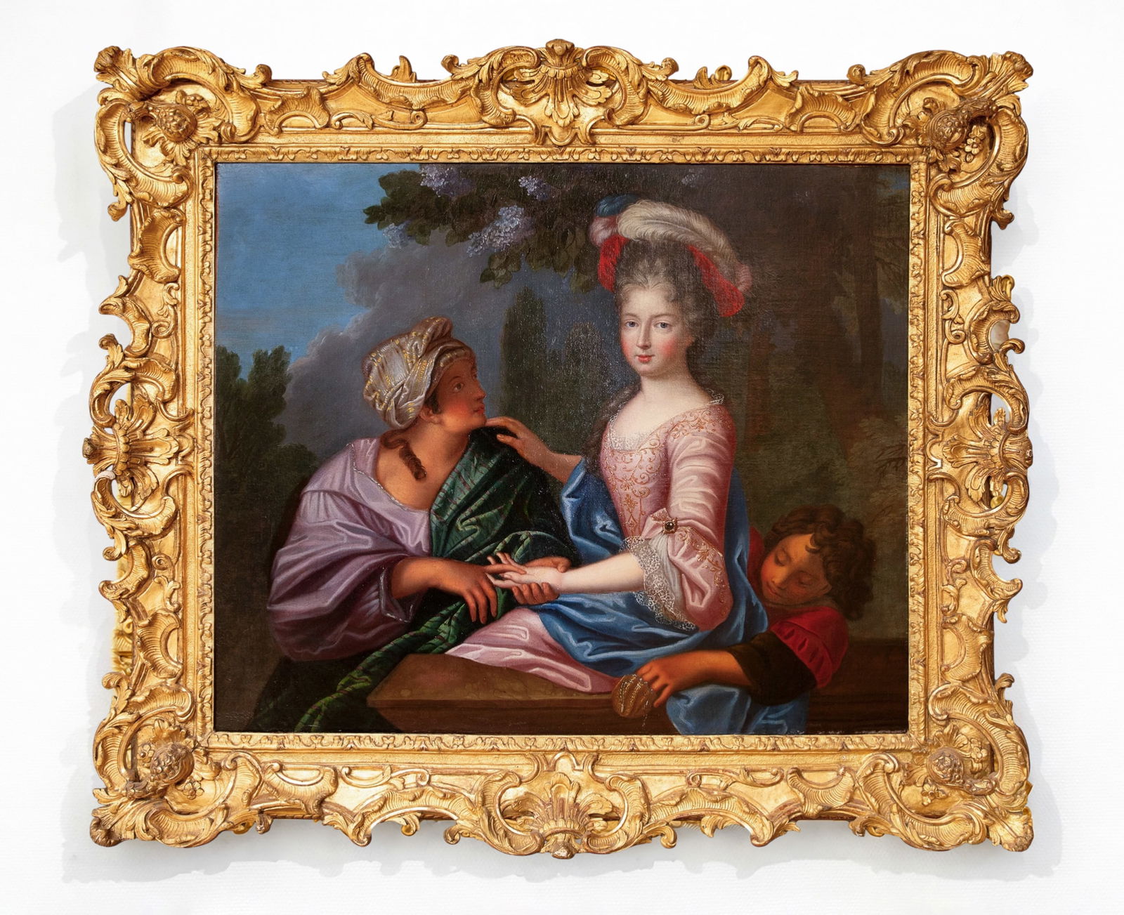 PIERRE GOBERT (Fontainebleau, 1662 – Paris, 1744) - Portrait of the Duchess of Burgundy (c.1710): Oil on canvas. Dimensions: 78 x 92 cm. This is a unique composition within the French court portraiture of the early 18th century. The young Duchess of Burgundy, richly attired in a sumptuous court dr