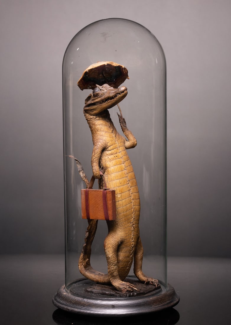 Rare alligator with umbrella and suitcase, USA, 20th century (1 of 5)