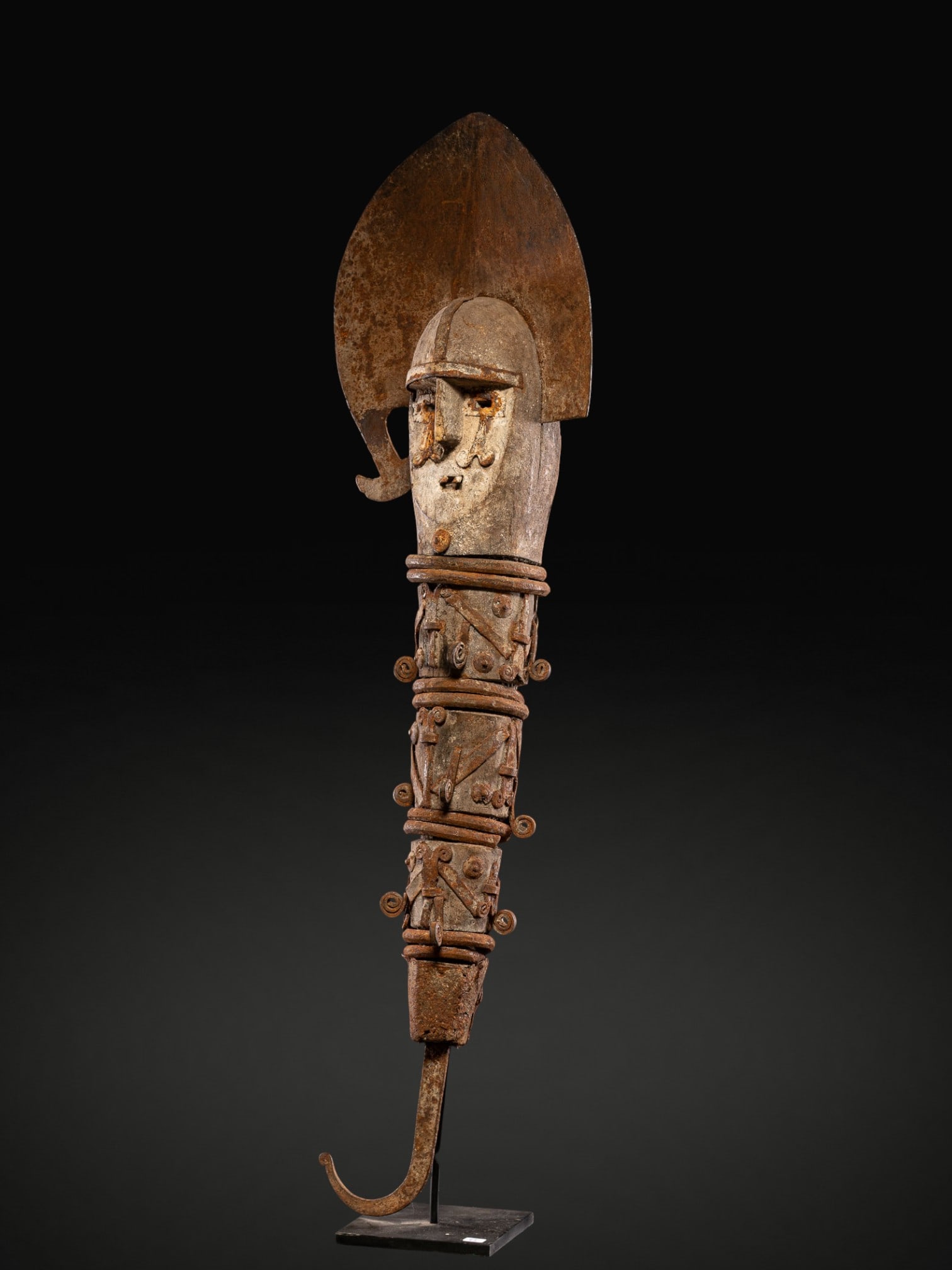 Ofo ritual staff. Igbo people, Nigeria. 20th century: Wood and iron. Dimensions: 100 × 29 × 14 cm. Sacred staff known as ??f??, a central element in the spiritual, legal, and moral life of the Igbo people. Traditionally held by lineage chiefs, elders,