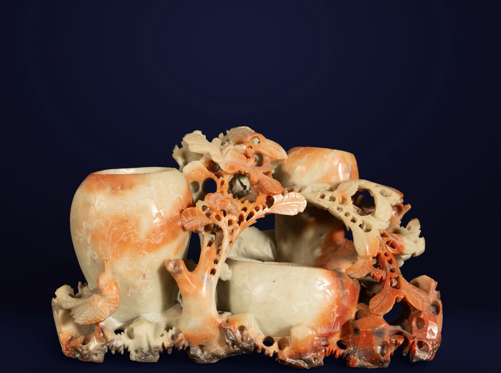 Large Chinese Soapstone Writing Set, 19th Century: 20 x 18 cm