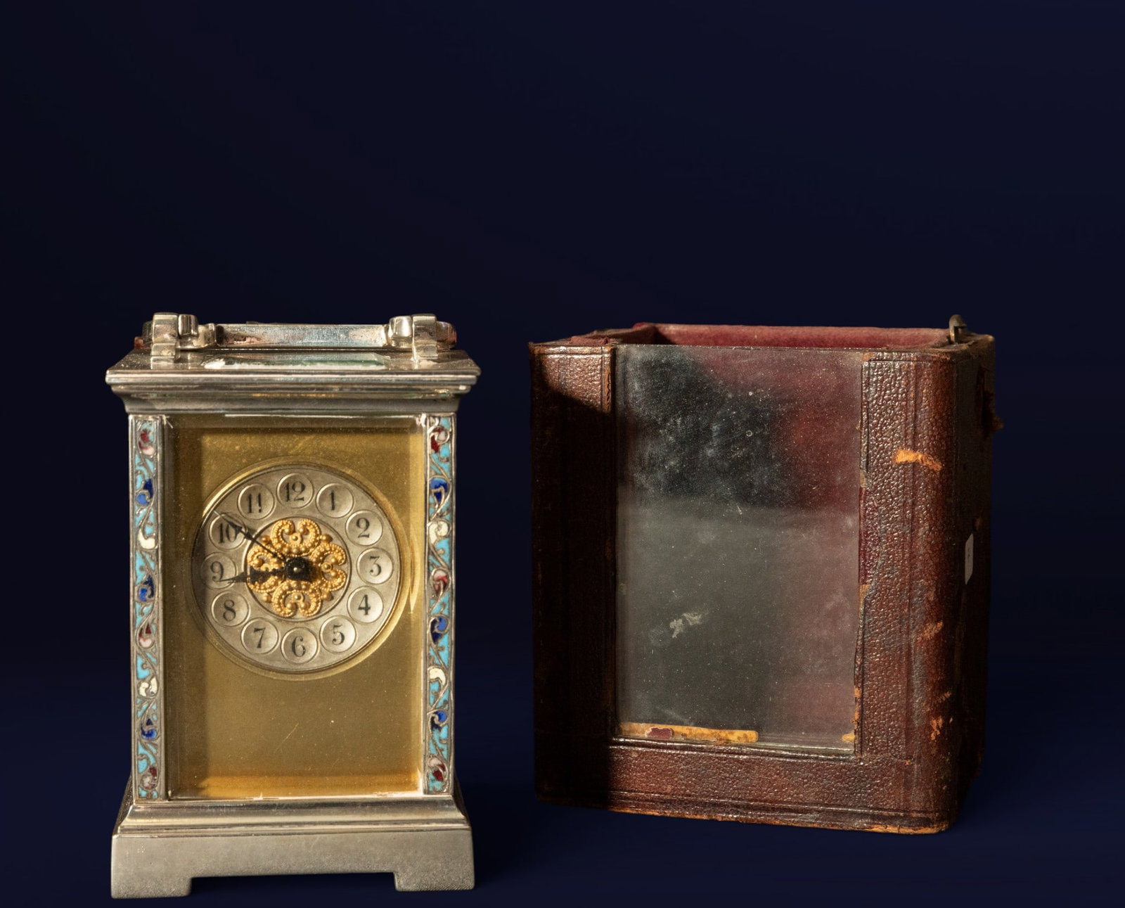 19th Century Travel Clock with Case and Alarm (1 of 2)