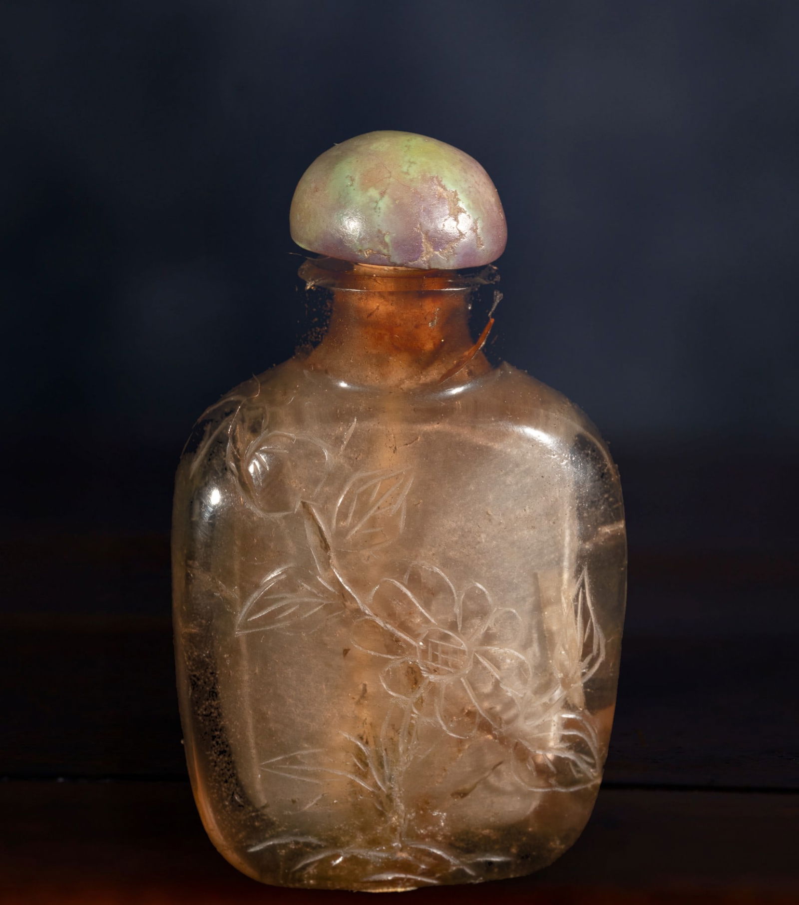 Chinese Brown Rock Crystal Tobacco Box 19th Century: Provenance: Important private collection of Asian art, pre-1970. Measurements: 5.5 x 3.5 cm