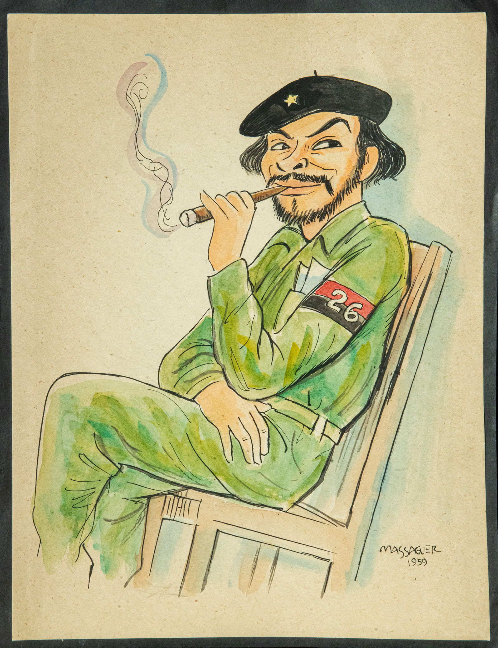 "Che Guevara" Conrado Massaguer (1889-1965): Aquatint on paper. Measures 34 x 26 cm. Provenance: important private Spanish collection of Latin American avant-garde art.