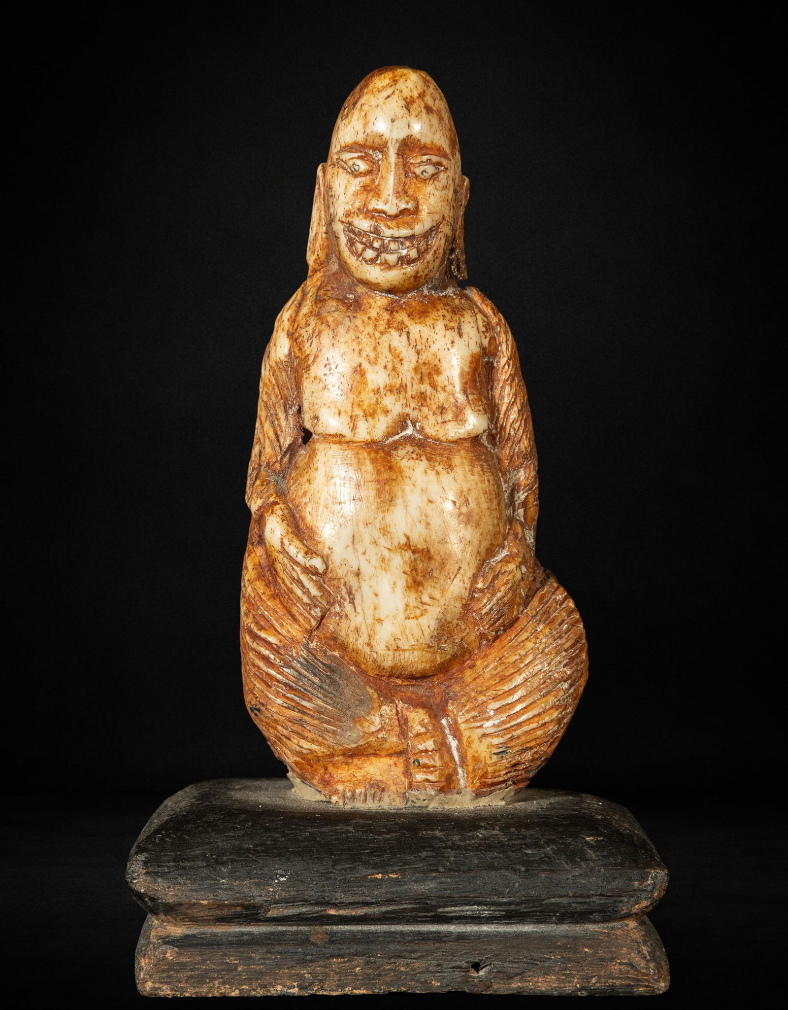 Ancient Primitive Buddha from the 17th Century in Bone, Java, Indonesia or Sri Lanka (1 of 3)