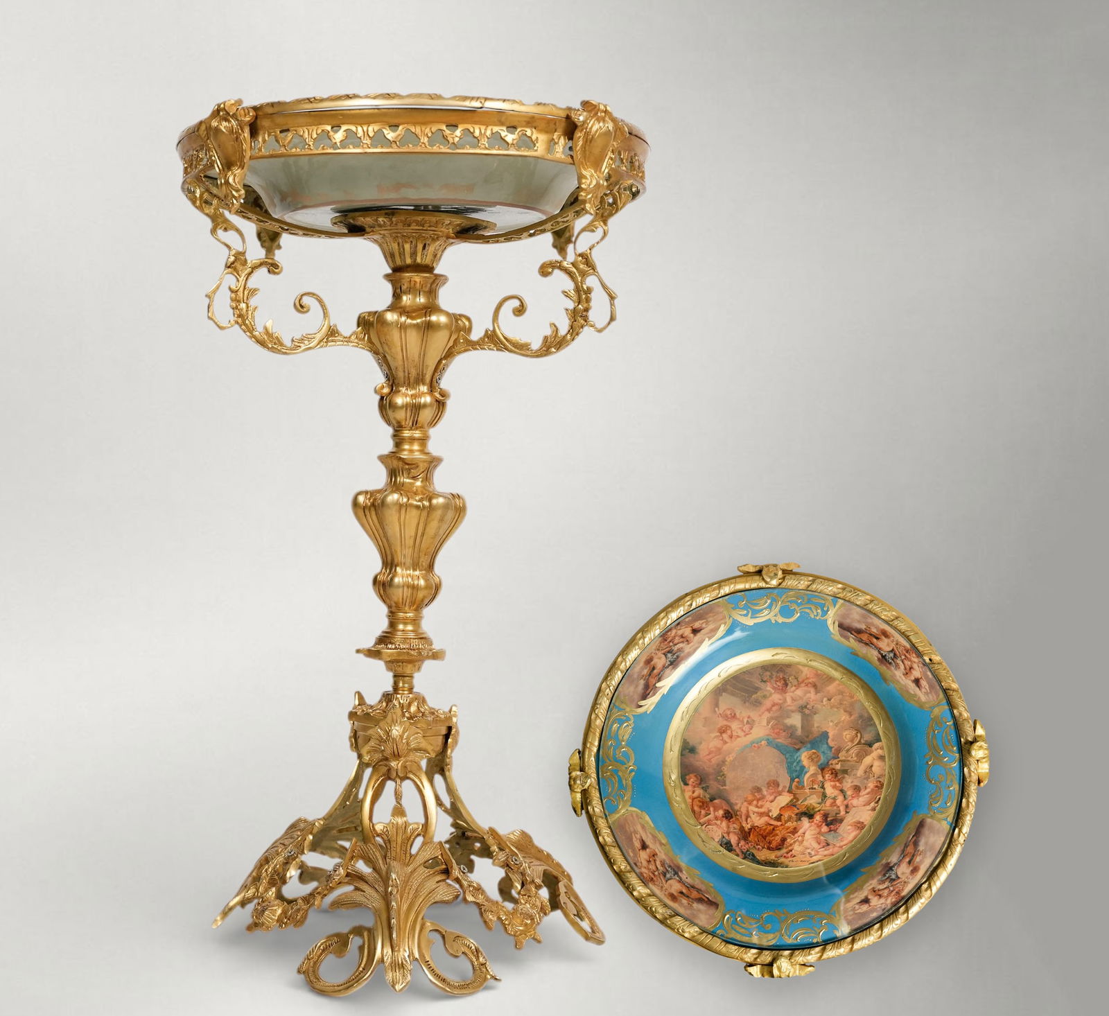 Side table with porcelain top, French school, 19th century (1 of 4)