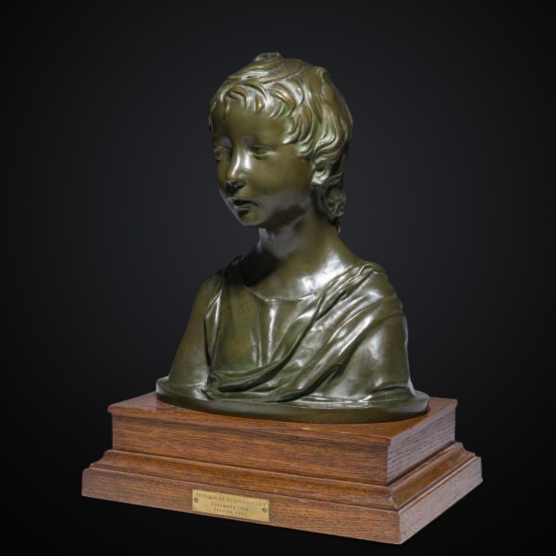 J Petermann, Brussels - 19th century - Exquisite Bronze Bust of a Young Roman (1 of 2)