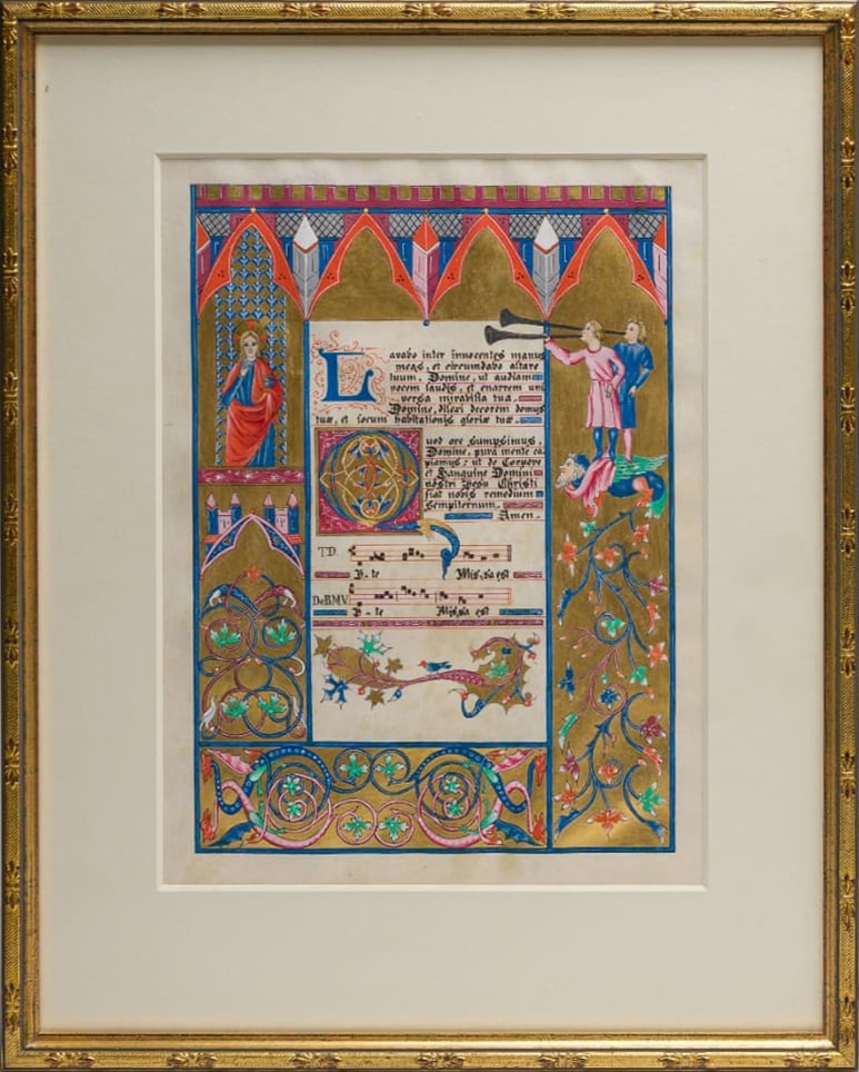 Neo-Gothic illumination on paper, 19th-20th century (1 of 4)