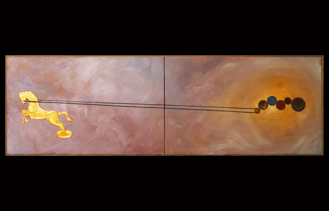 José María Larrondo (1958, Villafranca de los Barros): The Government. Oil on canvas, 38 x 122 cm, August 1987. Provenance: private collection in Seville.