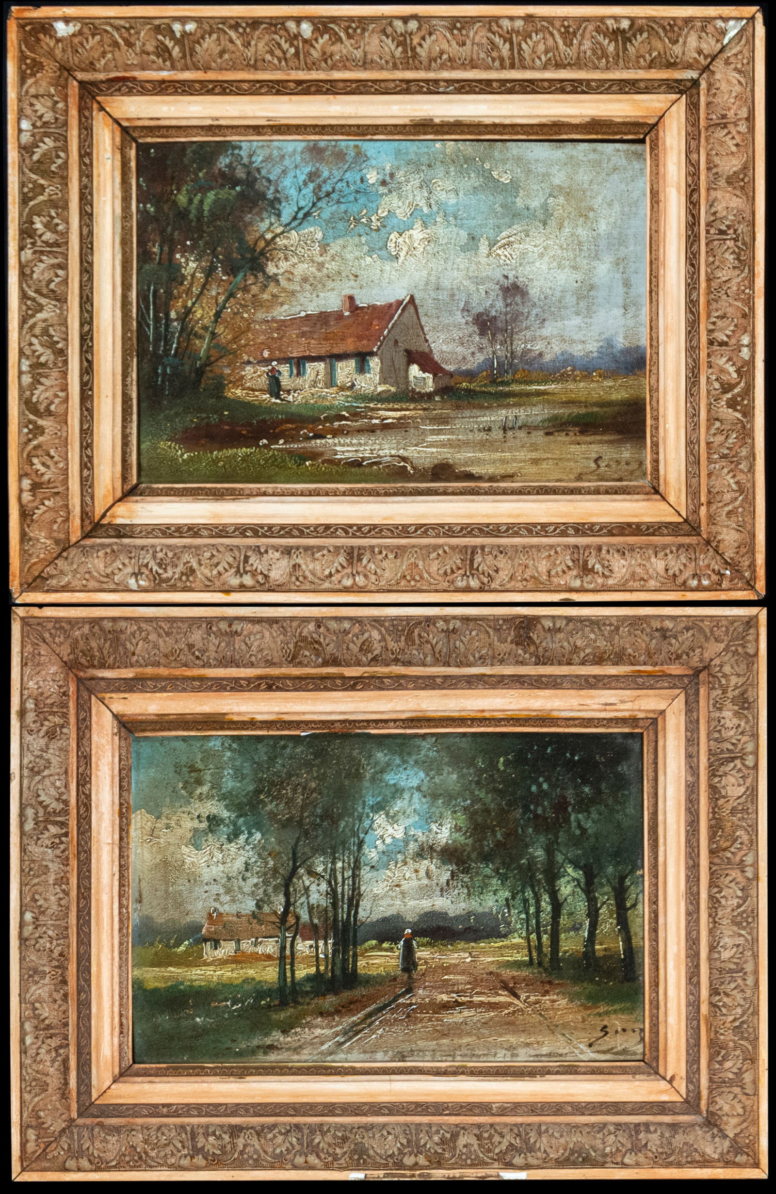 Pair of rural landscapes, Signed, European School, 19th Century (1 of 11)