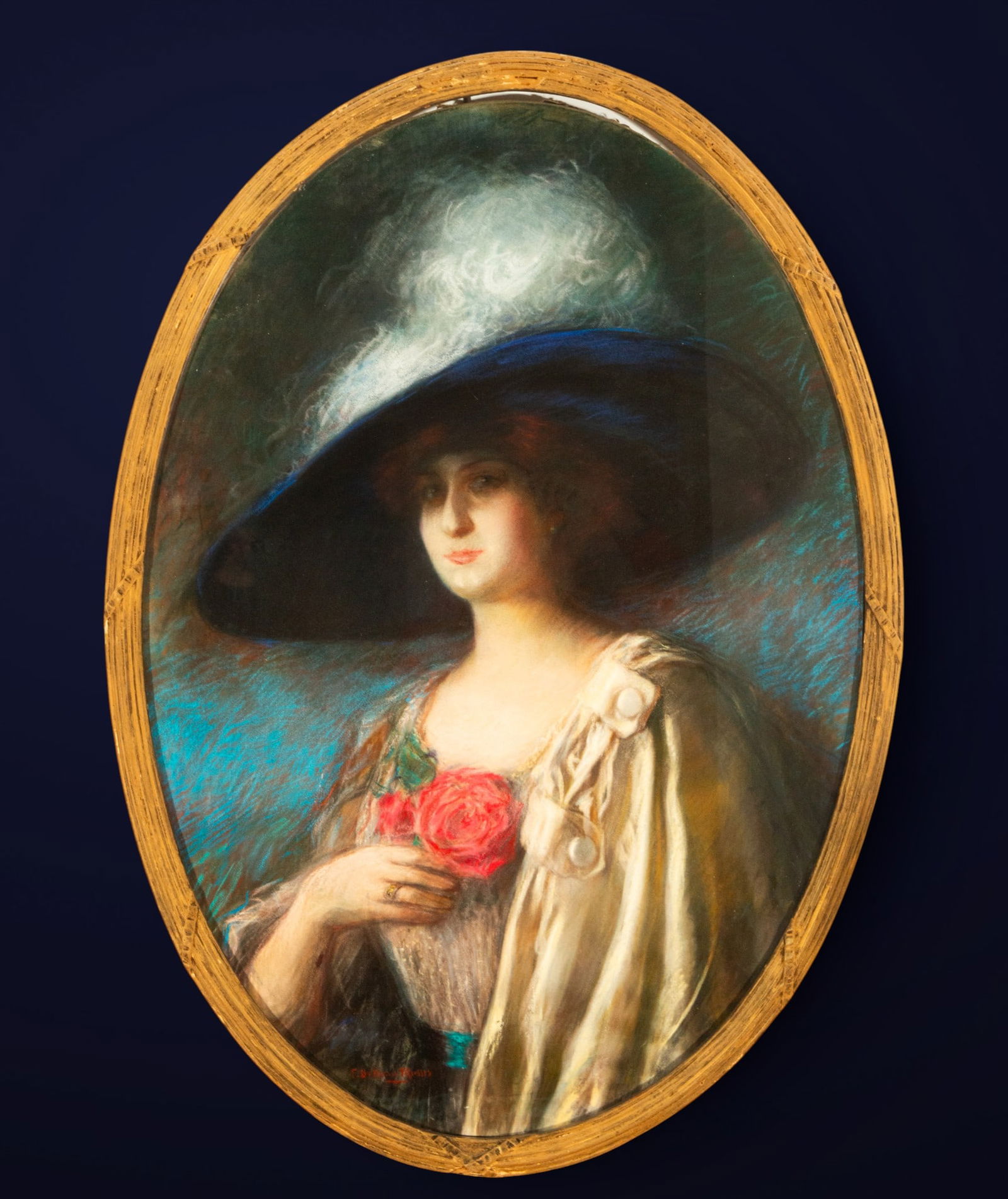 Female portrait with hat, signed, European School, 20th century (1 of 7)