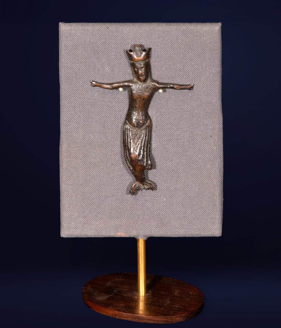 Christ of Limoges, 12th century - French School, 12th-13th century: Enamel on copper. Measures 10 x 7 x 0.5 cm. Small figure of Christ crucified, made using the champlevé enamel technique, with the body facing forward and arms outstretched in a hieratic and solemn po