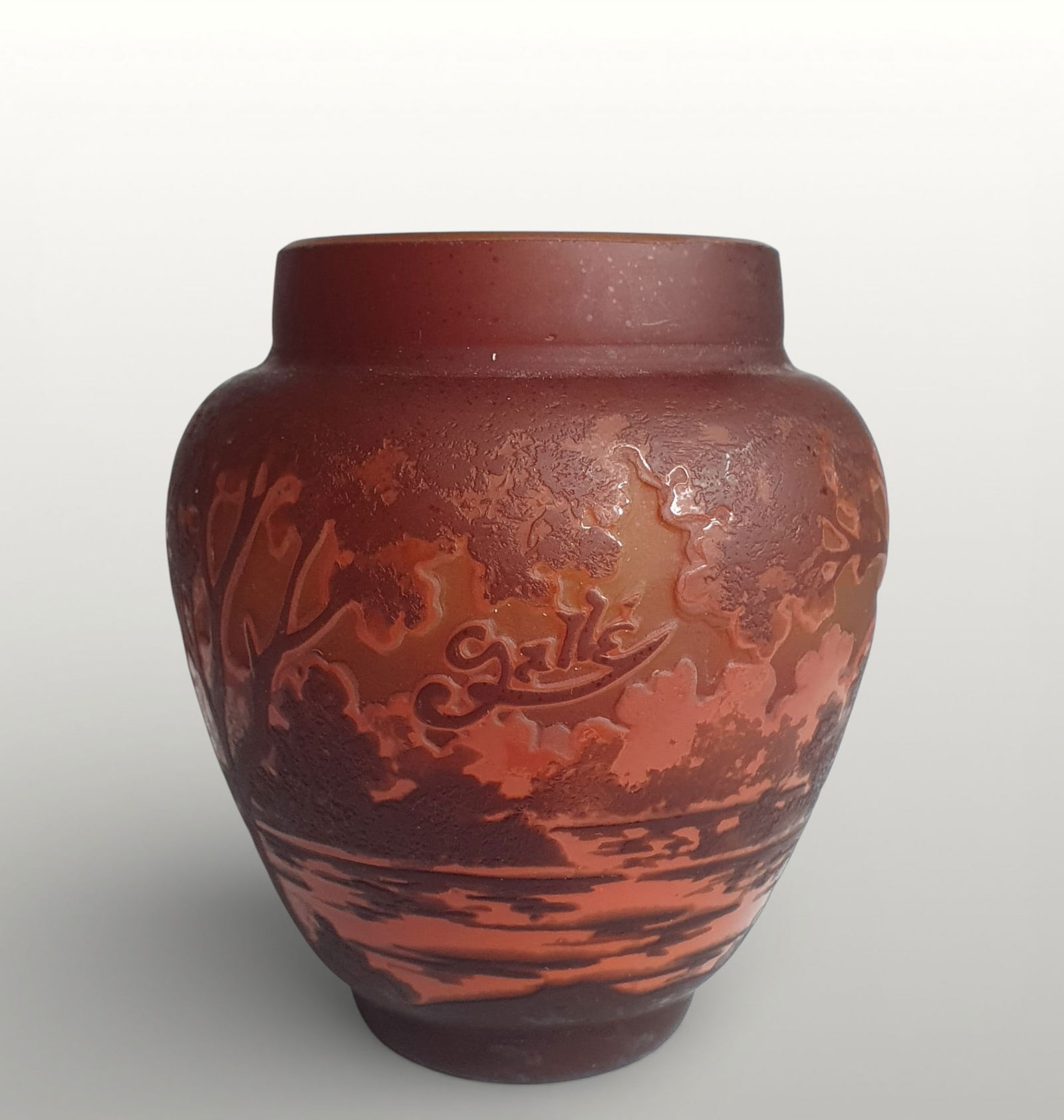 Art Nouveau vase signed Gallé, acid-etched (1 of 3)