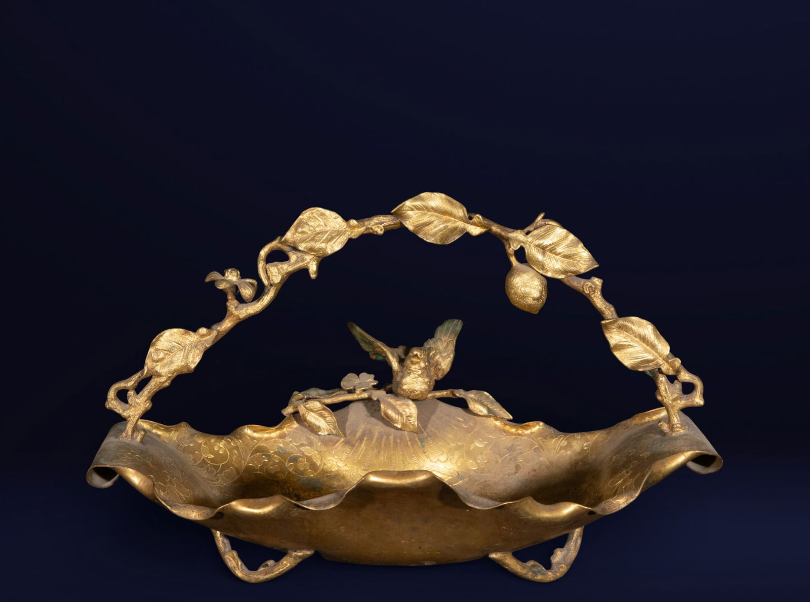 Art Nouveau fruit bowl, bronze, French school, circa 1900 (1 of 8)