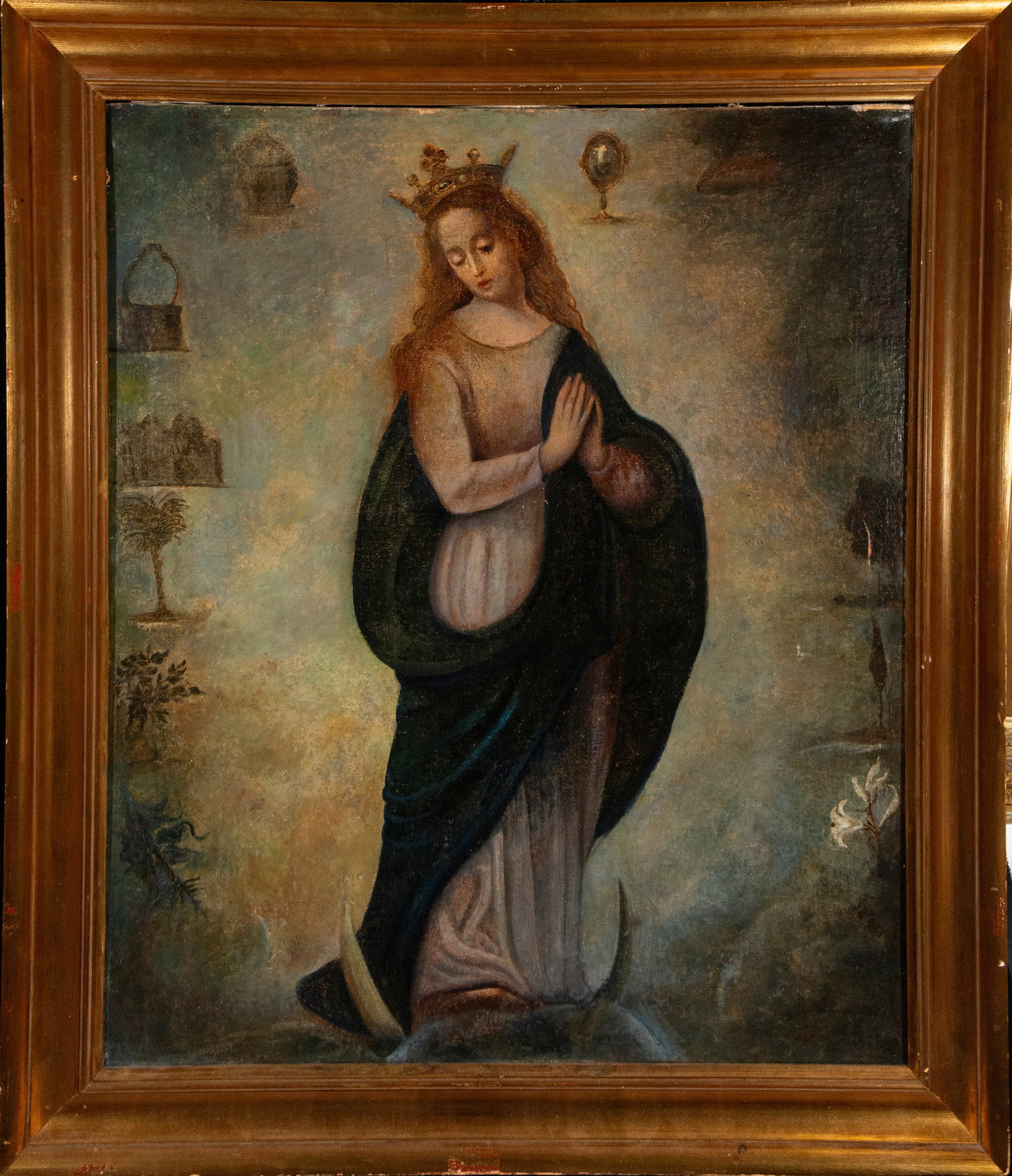 Crowned Virgin. Colonial School. 18th Century (1 of 4)