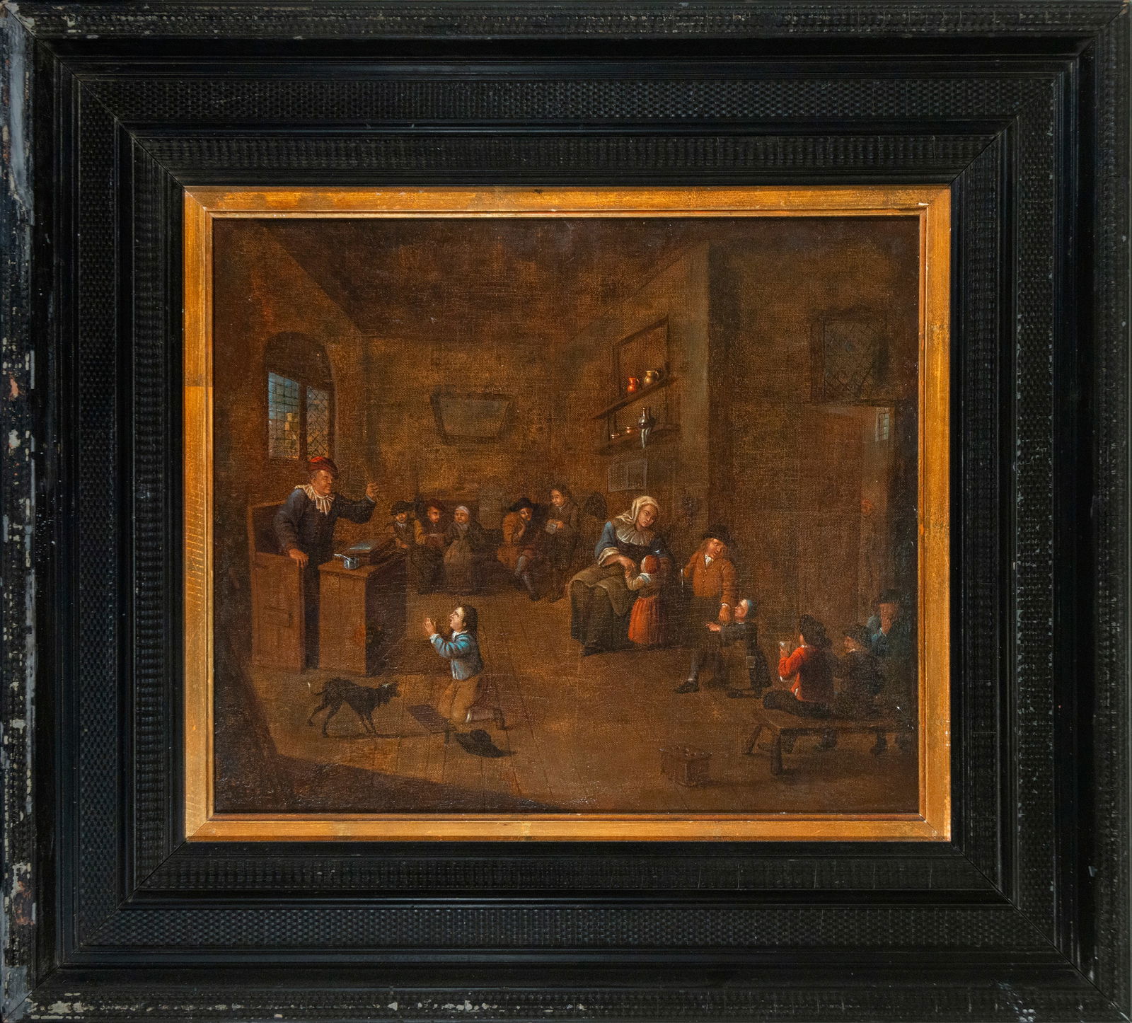 Trial Scene. Signed. Flemish School. 17th Century: Oil on canvas. Dimensions: 61 x 51 cm and 90 x 79 cm. A complex religious scene structured on several overlapping planes, in which a multitude of human figures are grouped in attitudes of supplication