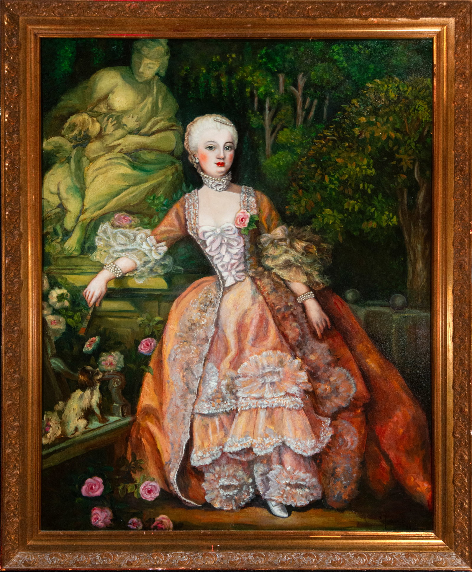 Portrait of an aristocratic lady, Madame Pompadour, Signed, Spanish School, 20th Century (1 of 8)