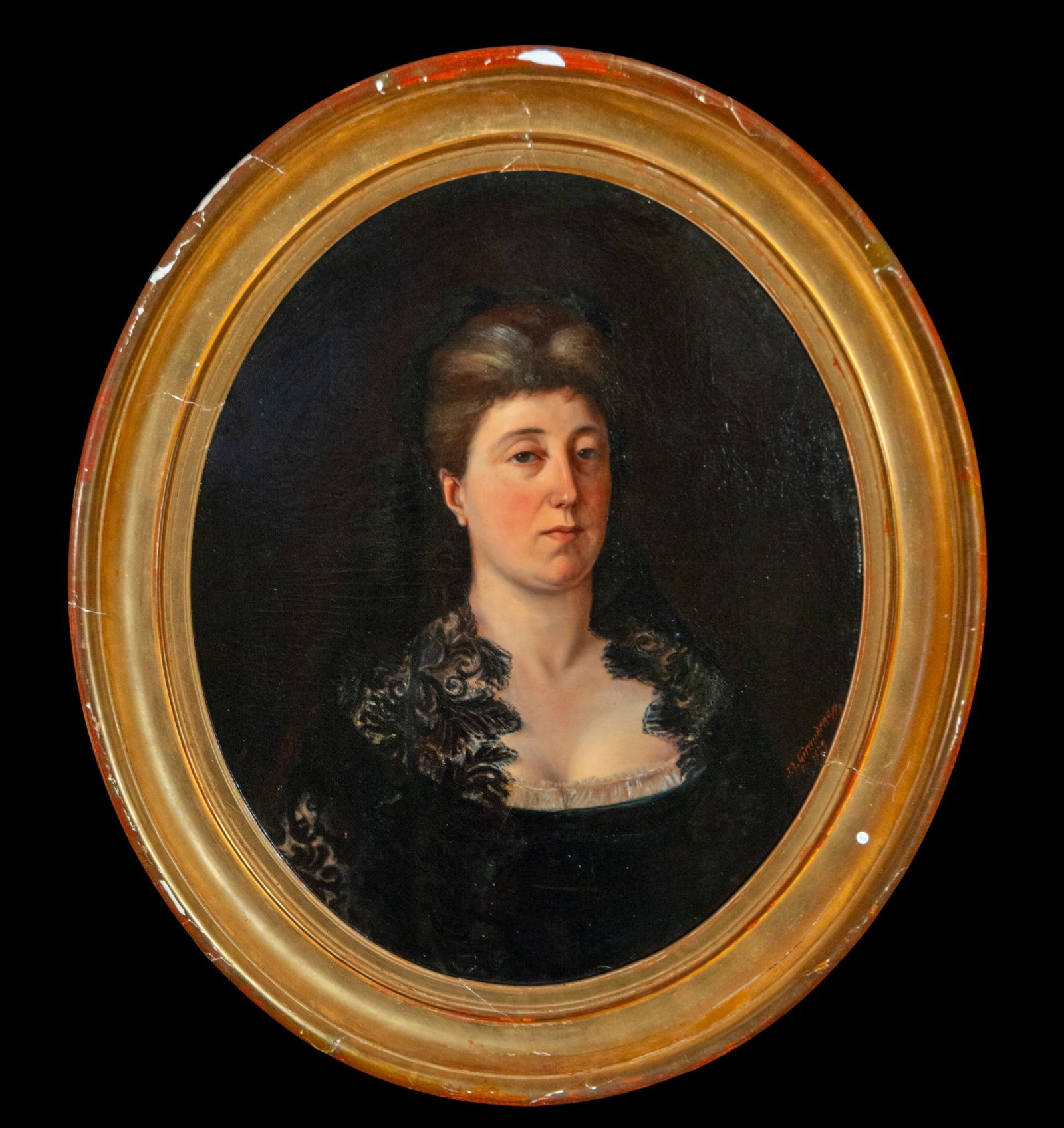 Portrait of a lady. Signed. Basque School. 19th century (1 of 4)