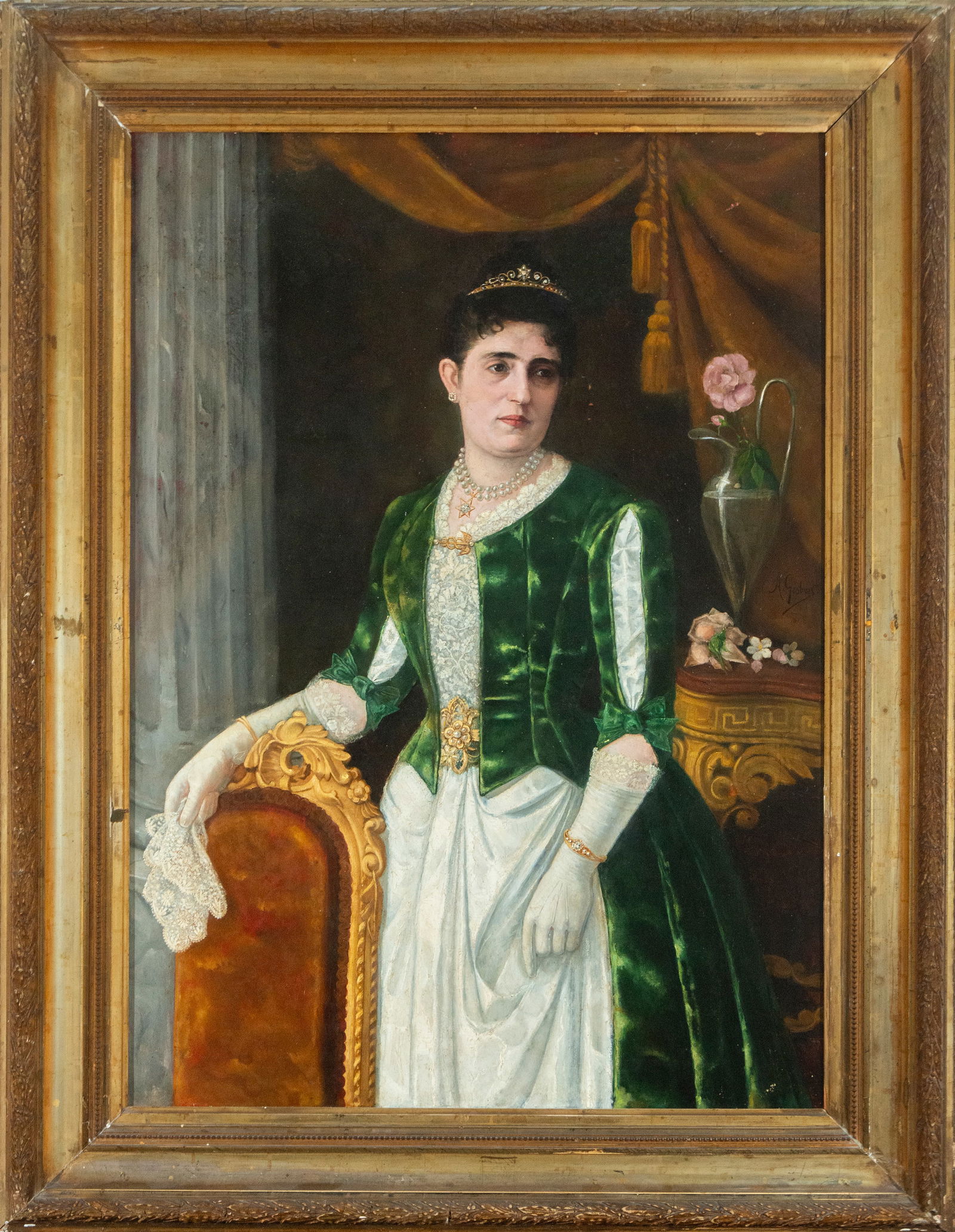 Portrait of a lady from the 19th century, Spanish school, signed Antonio Gisbert: Portrait of a lady from the 19th century, Spanish school, signed Antonio Gisbert