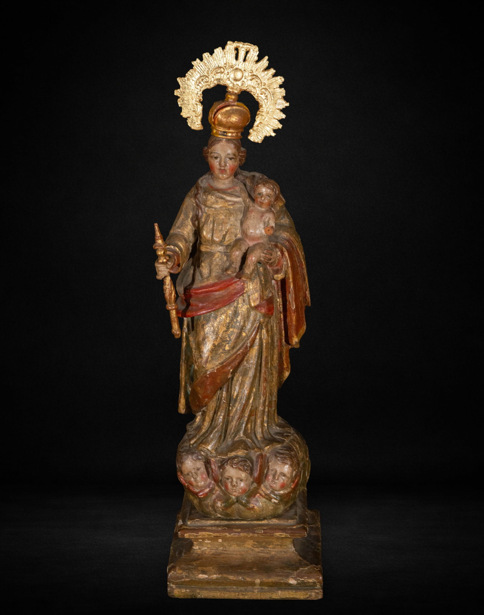 Virgin and Child from the 17th Century: Virgin and Child from the 17th Century, measures 49 cm x 14 cm x 13 cm
