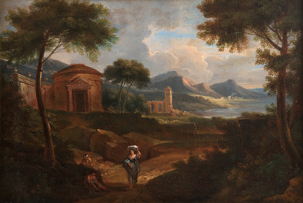 CARLO ANTONIO TAVELLA (Milan, 1668 – Genoa, 1738) Attributed - Landscape with figures. (1 of 1)